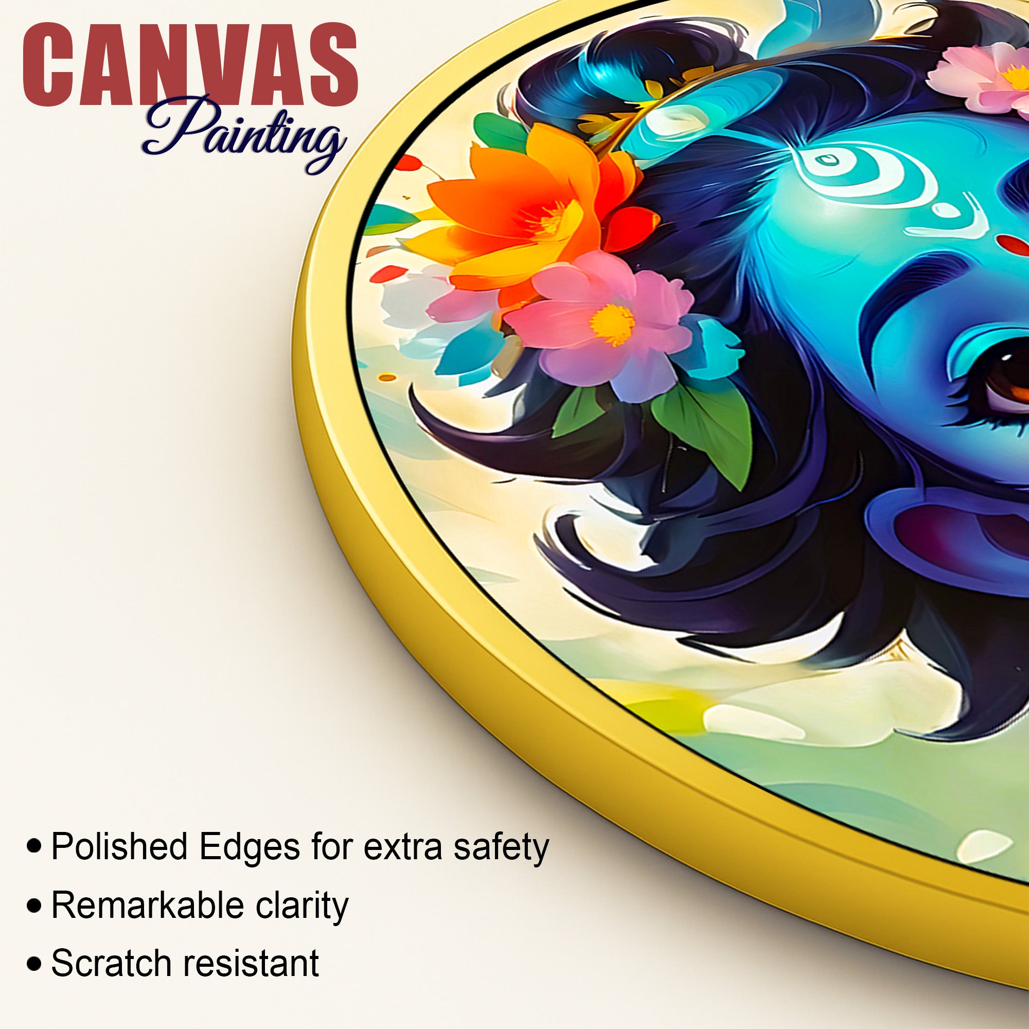 Luxury Lord Krishna Round Painting Decor