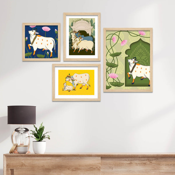 luxury-pichwai-cow-art-wall-frame-set-of-four