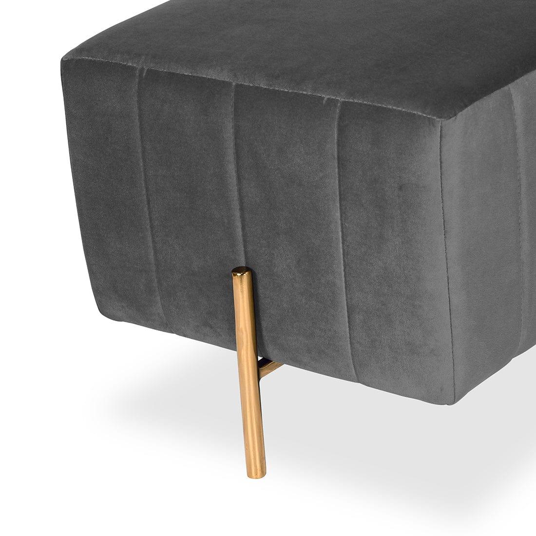 Luxury Pouffe Stool Ottoman in Soft Grey with Golden Touch
