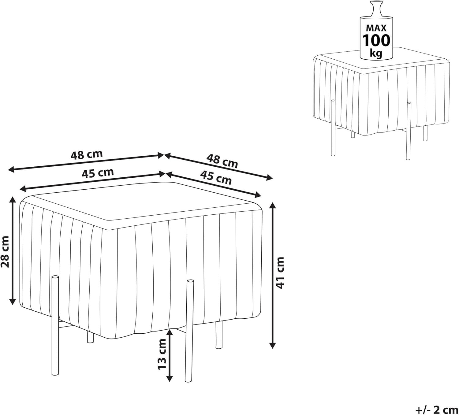 Luxury Pouffe Stool Ottoman in Soft Grey with Golden Touch
