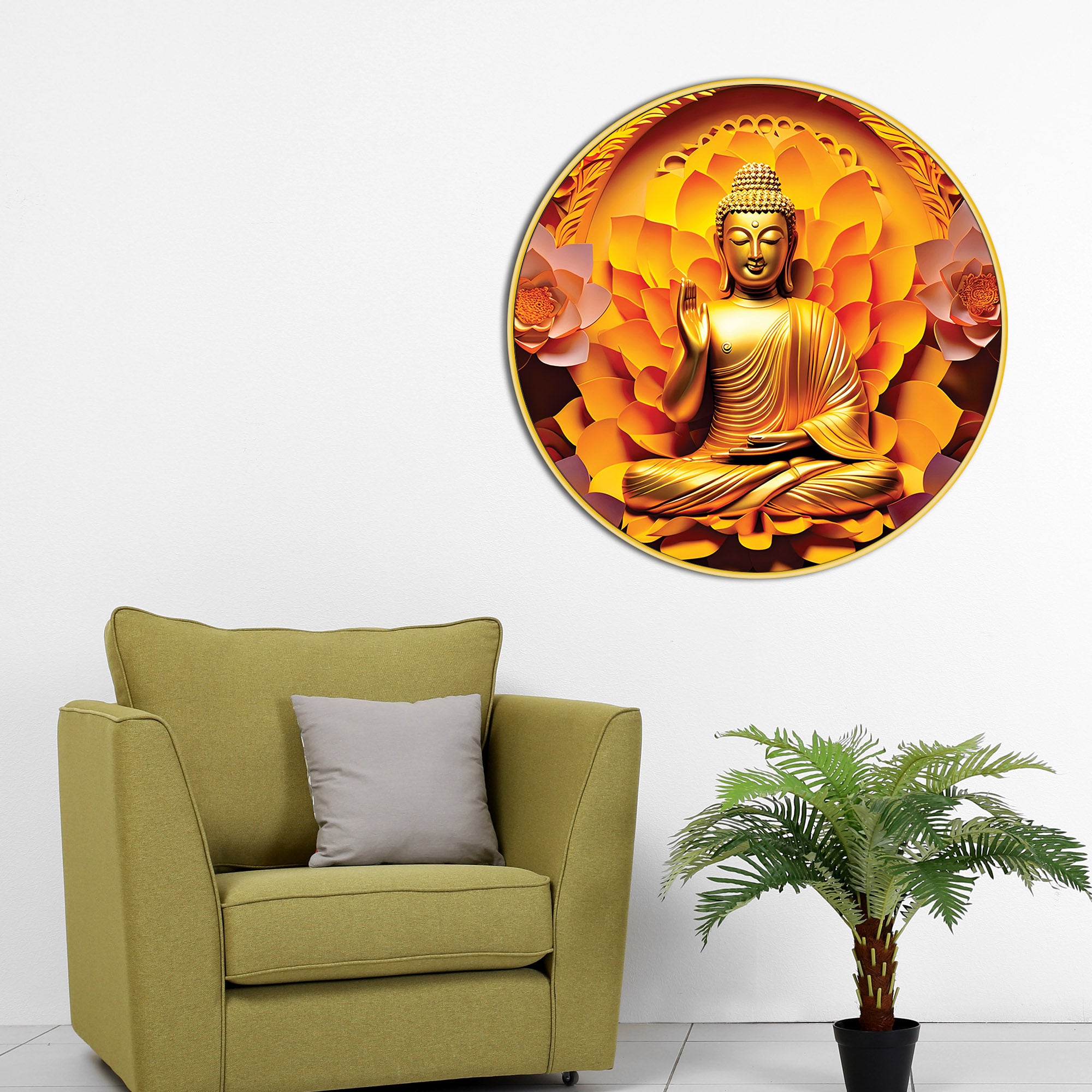 Luxury Round Buddha Spiritual Painting