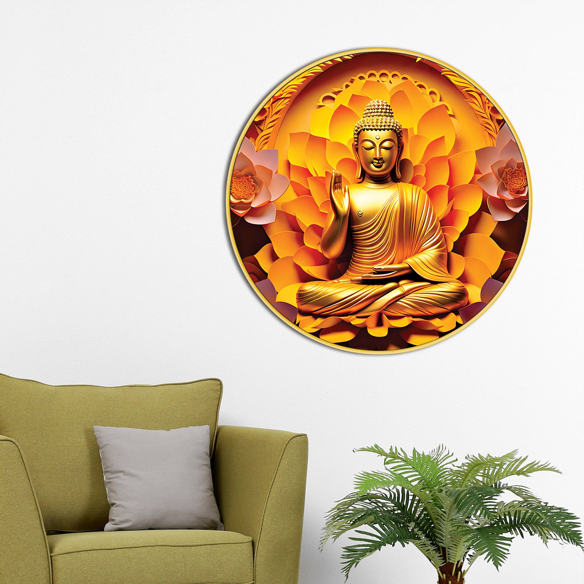 Luxury Round Buddha Spiritual Painting