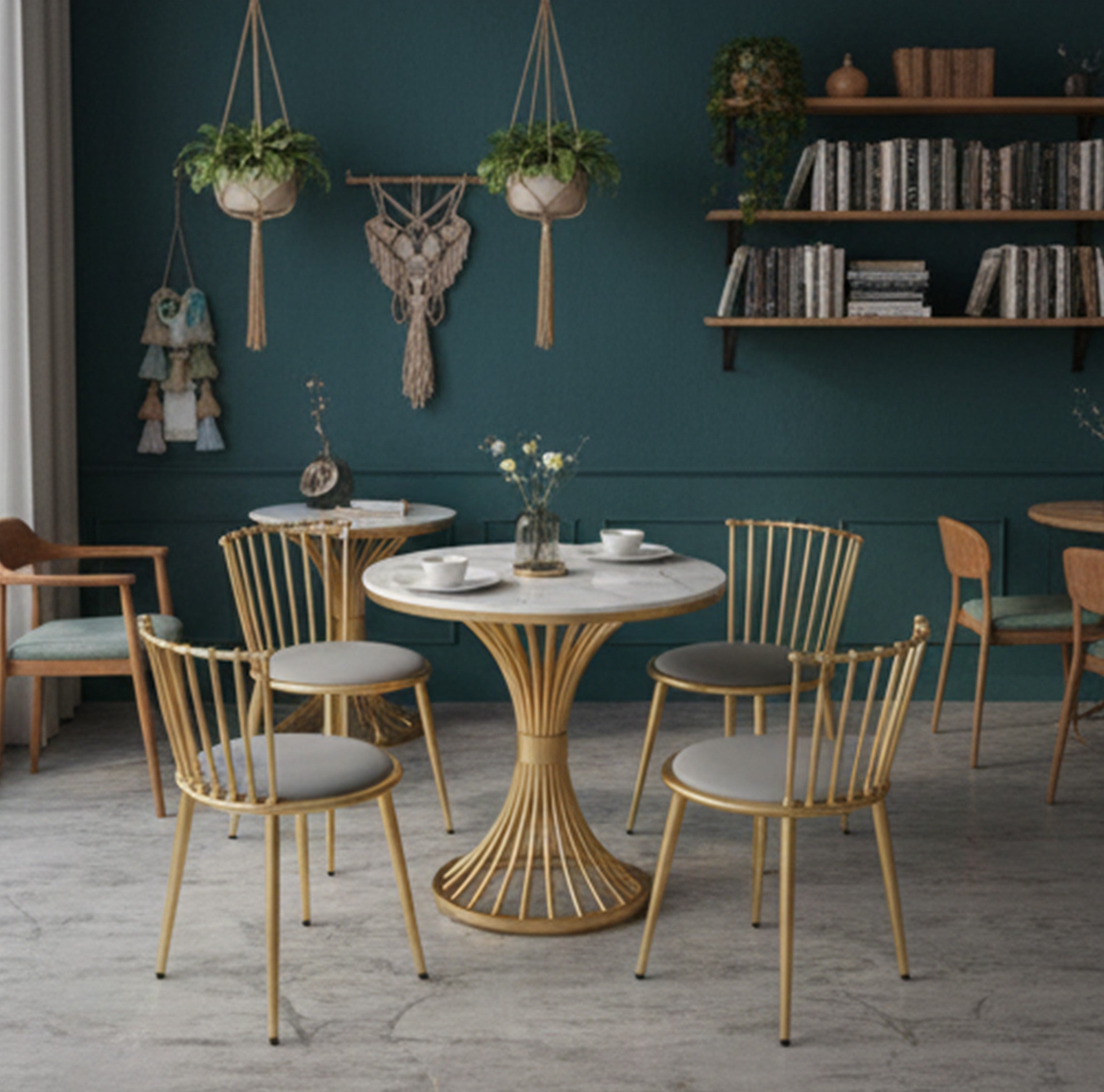 Luxury Round Table Set with 4 Chairs | Modern Home & Café Furniture