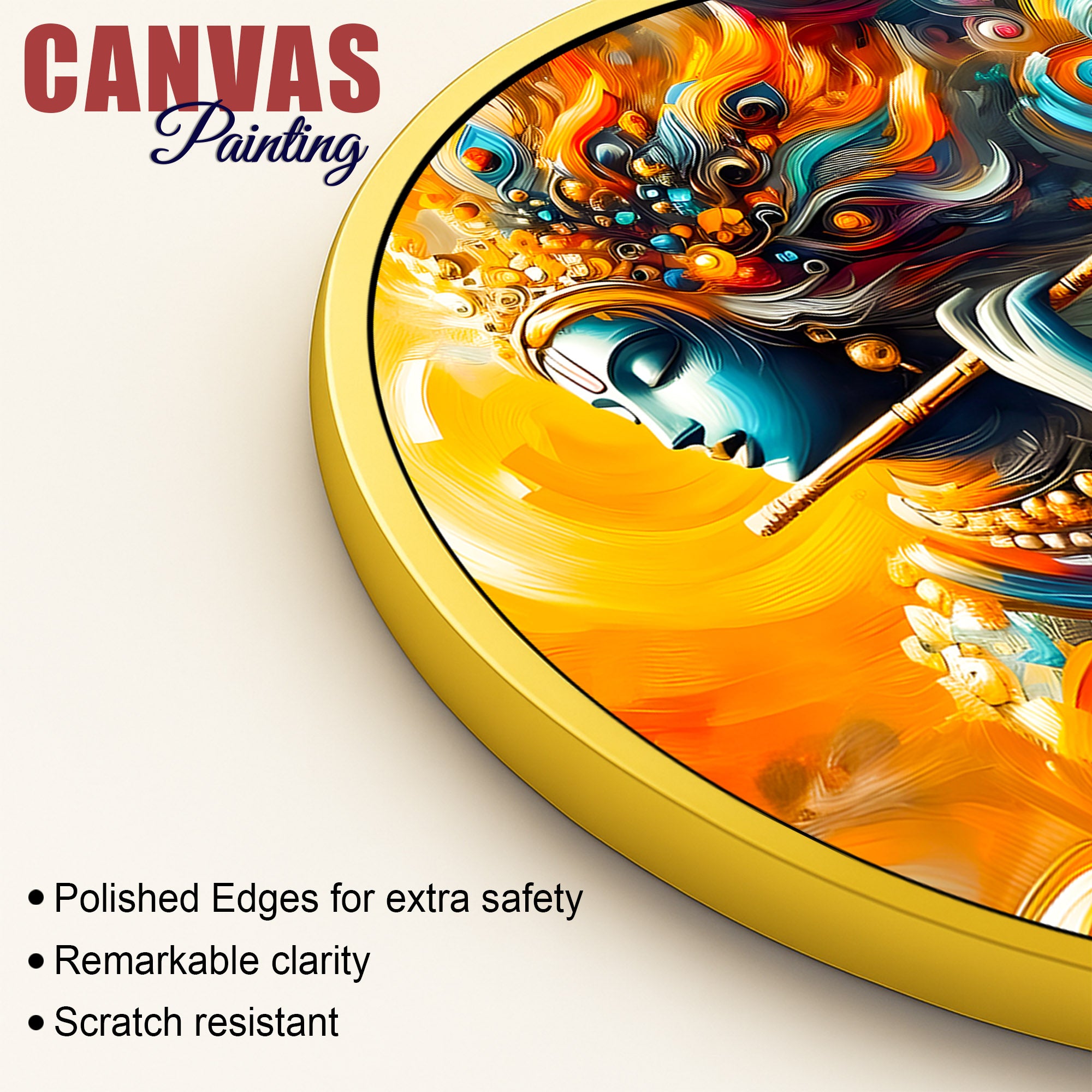 Luxury Shri Krishna Round Wall Painting