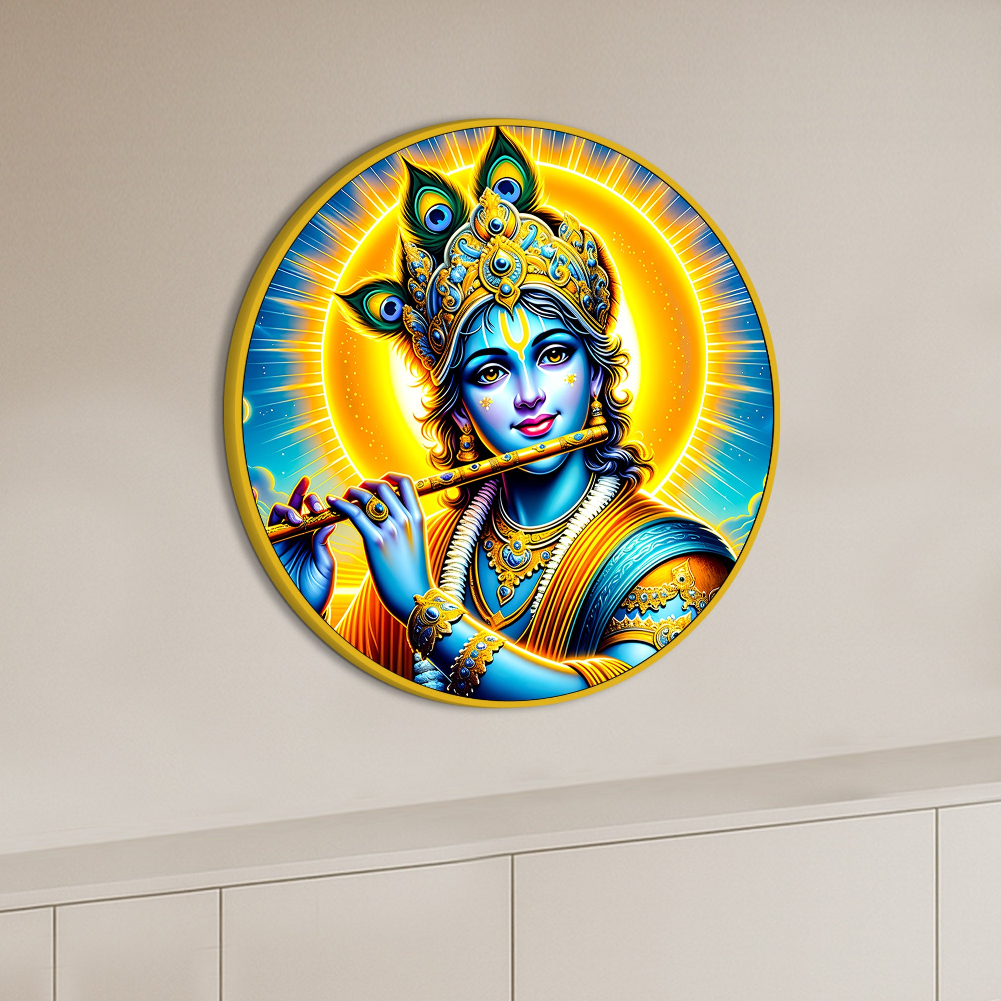 Luxury Shri Krishna Round Wall Painting Decor