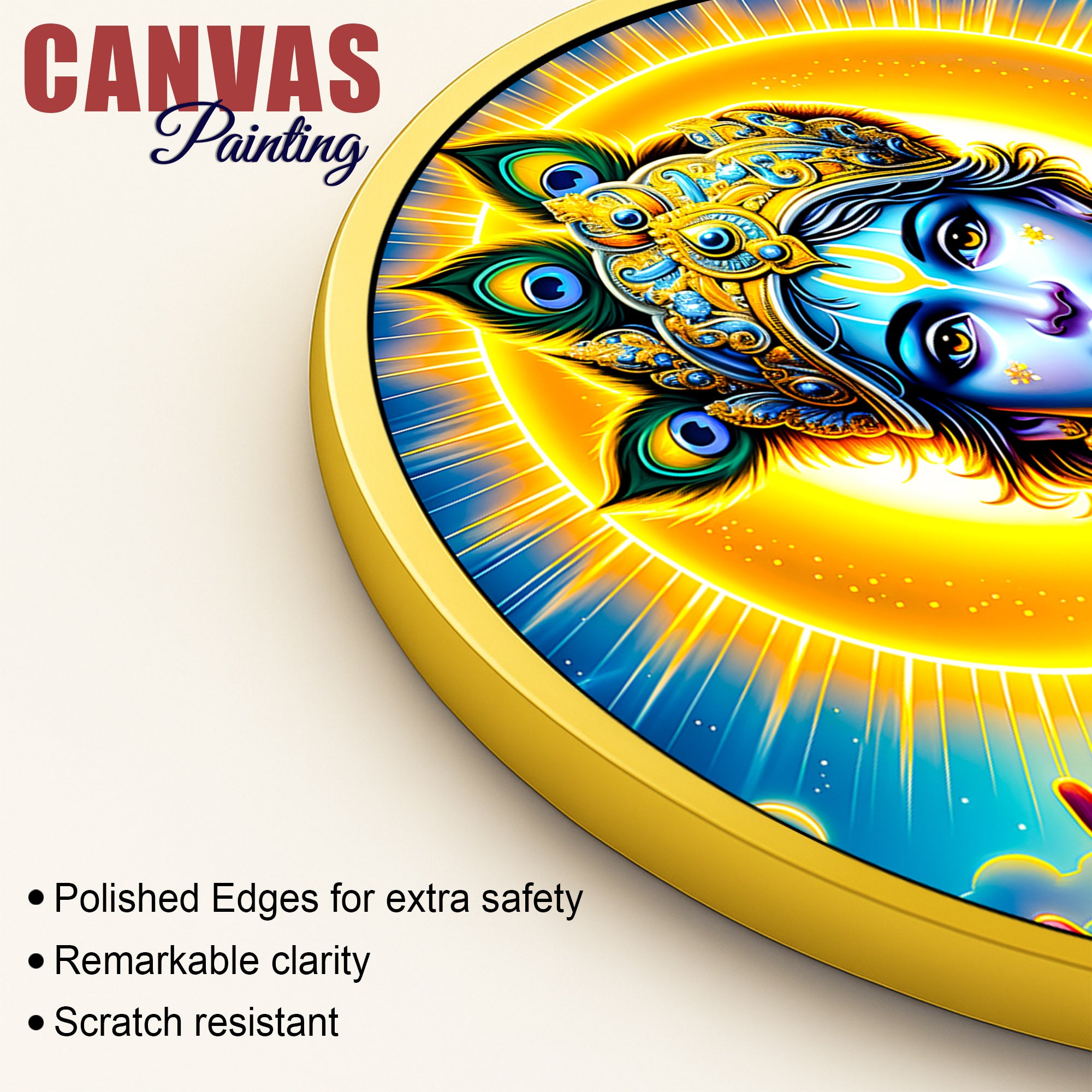 Luxury Shri Krishna Round Wall Painting Decor