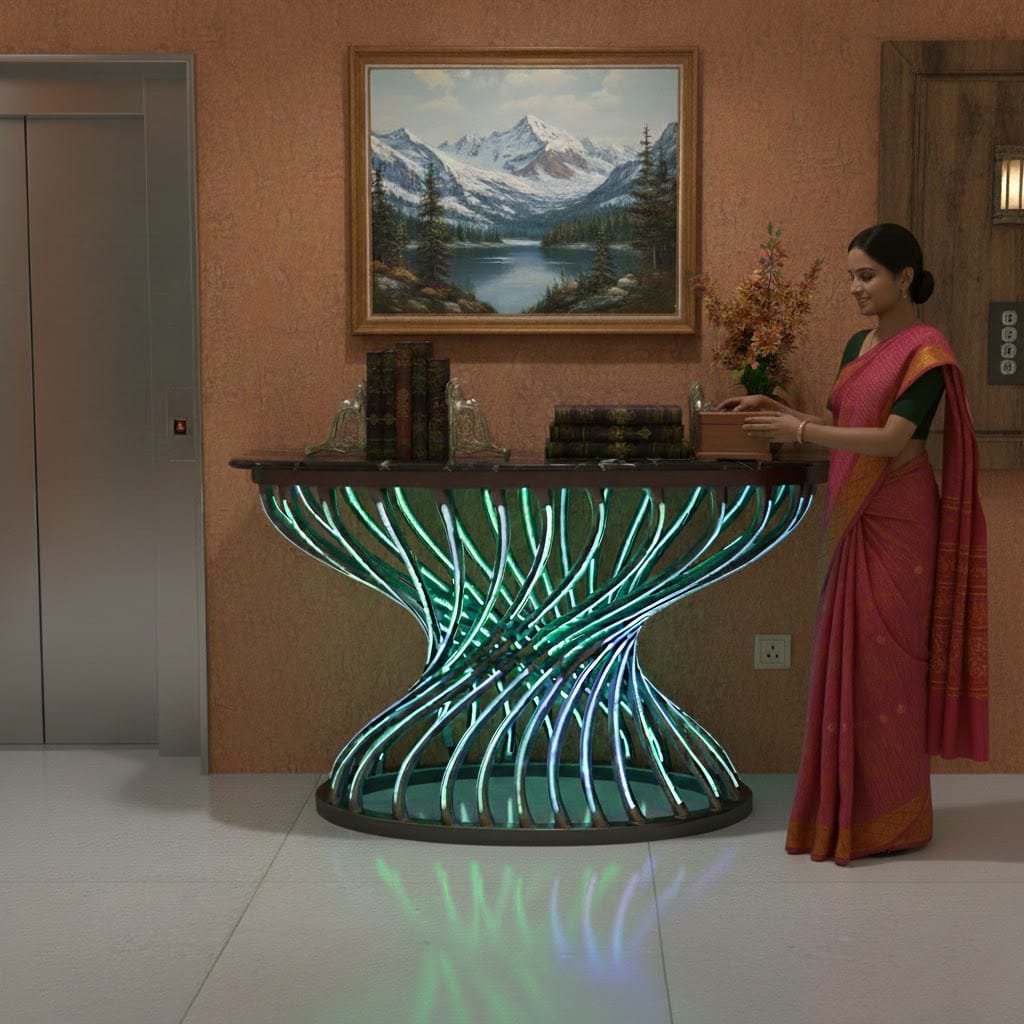 Luxury Spiral LED Console Table | Designer Modern Home Decor