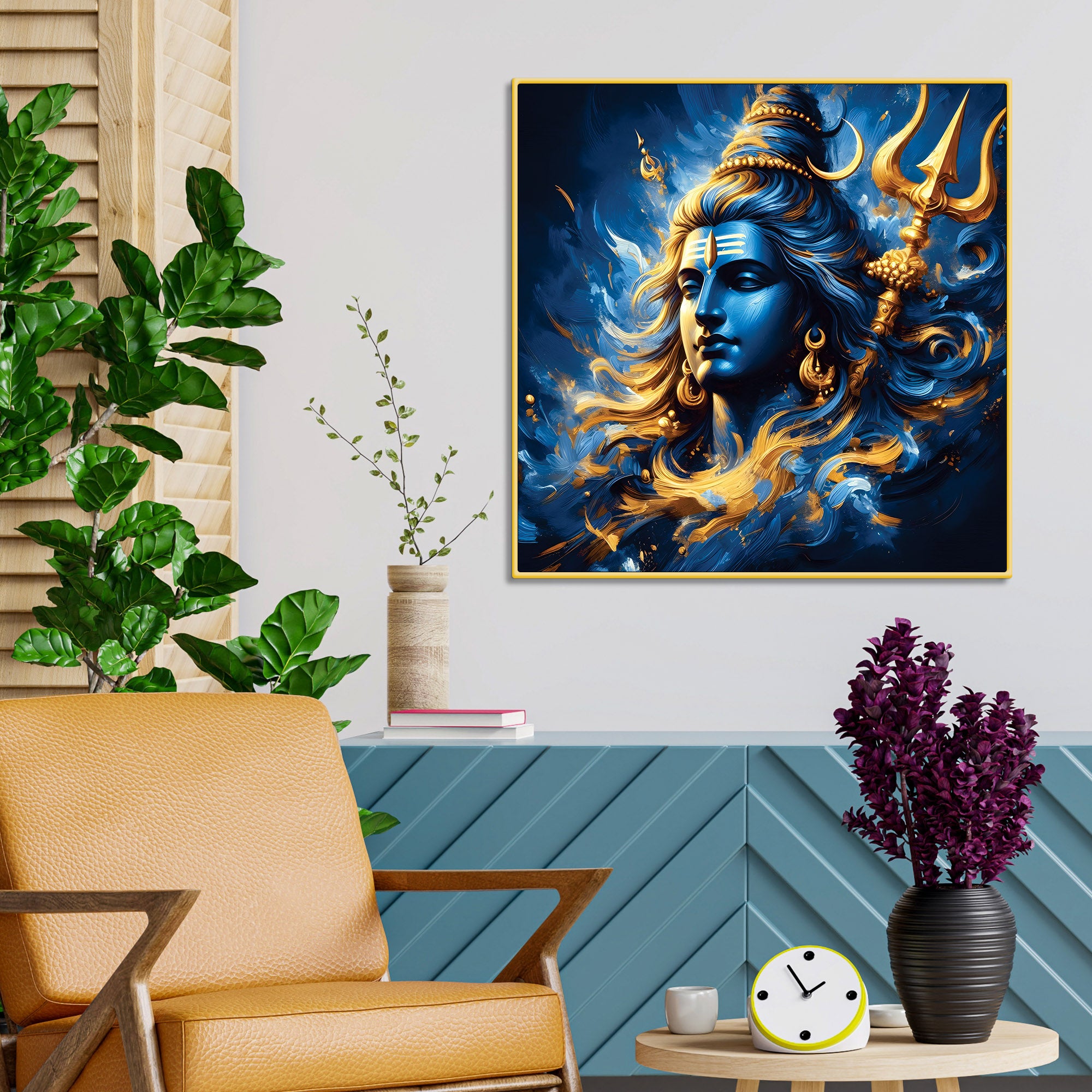 Mahadev Canvas Wall Painting Trishul Shiva Home Decor Art