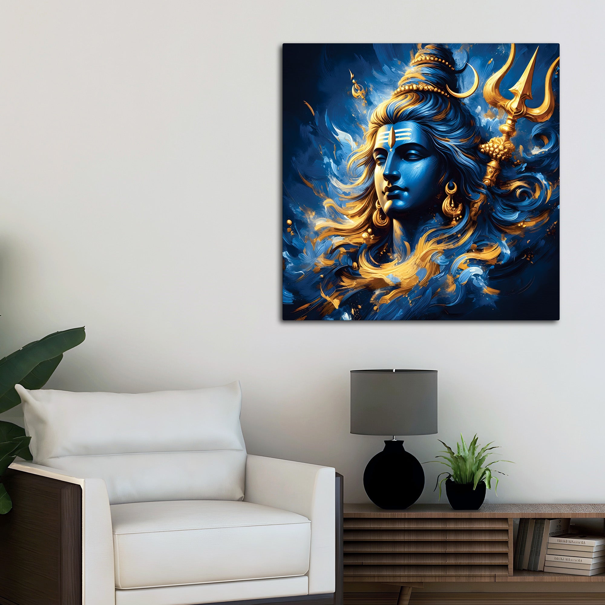 Mahadev Canvas Wall Painting Trishul Shiva Home Decor Art
