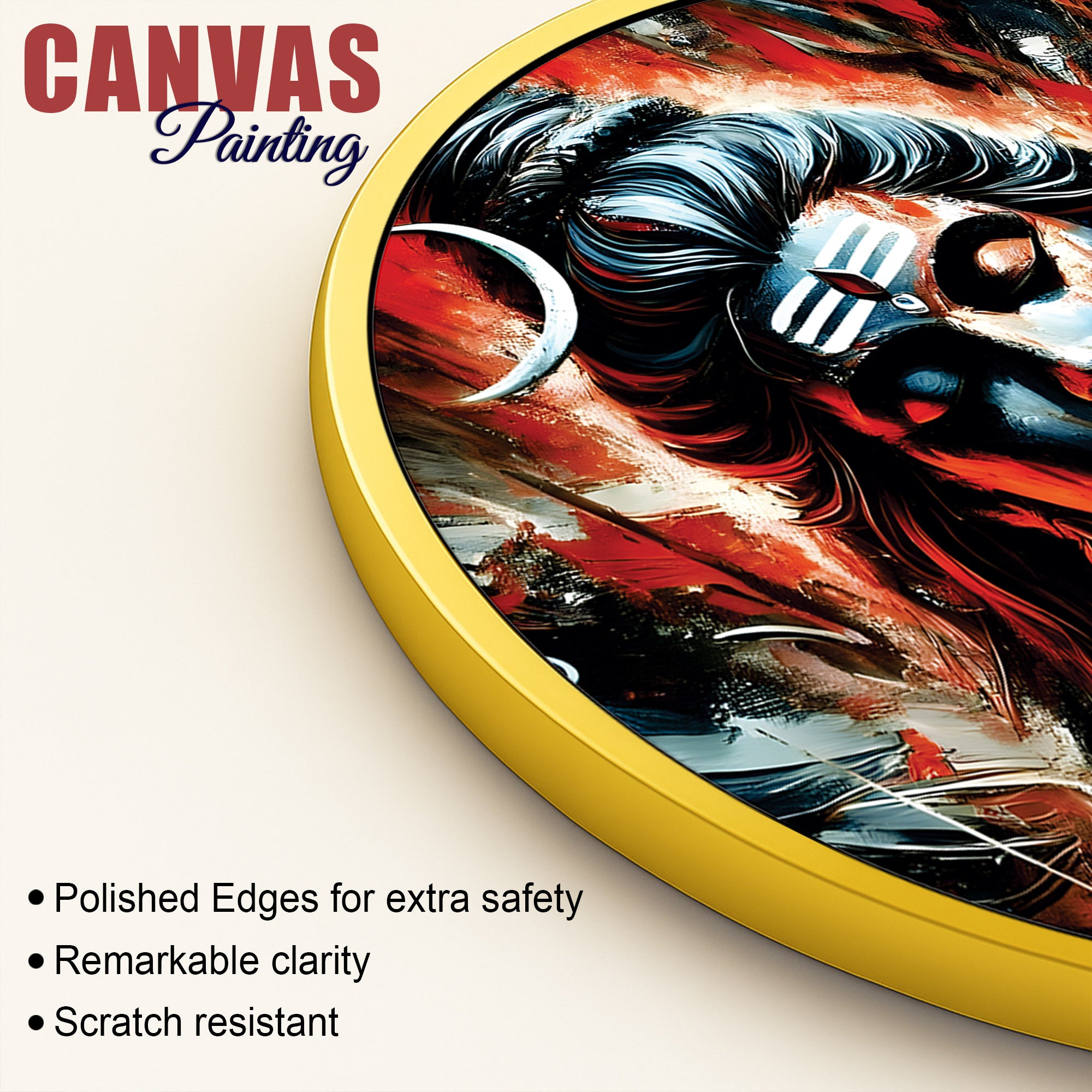 Mahadev Red Round Painting Premium Hindu Wall Decor