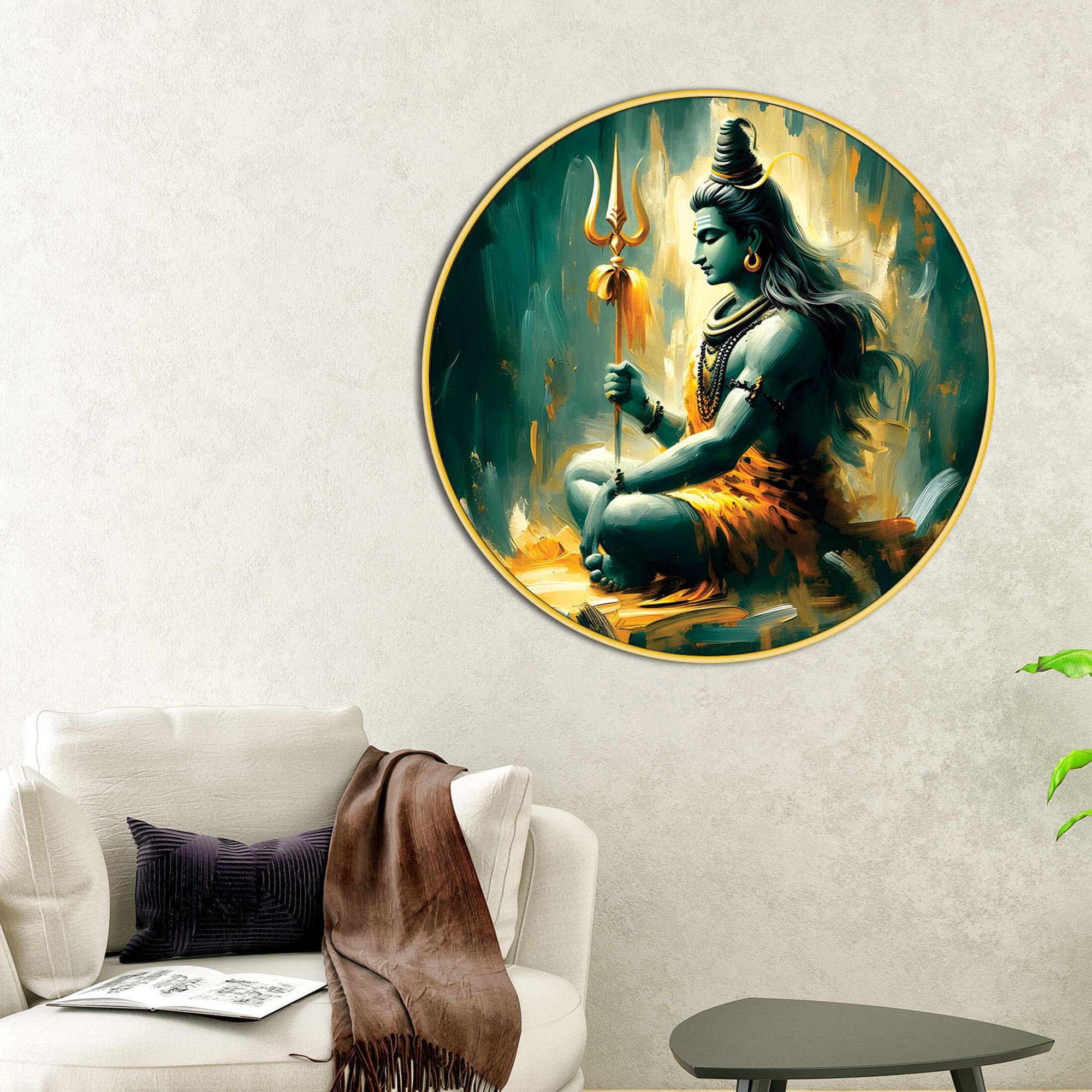 Mahadev Round Wall Art Modern Shiva Painting Home Decoration
