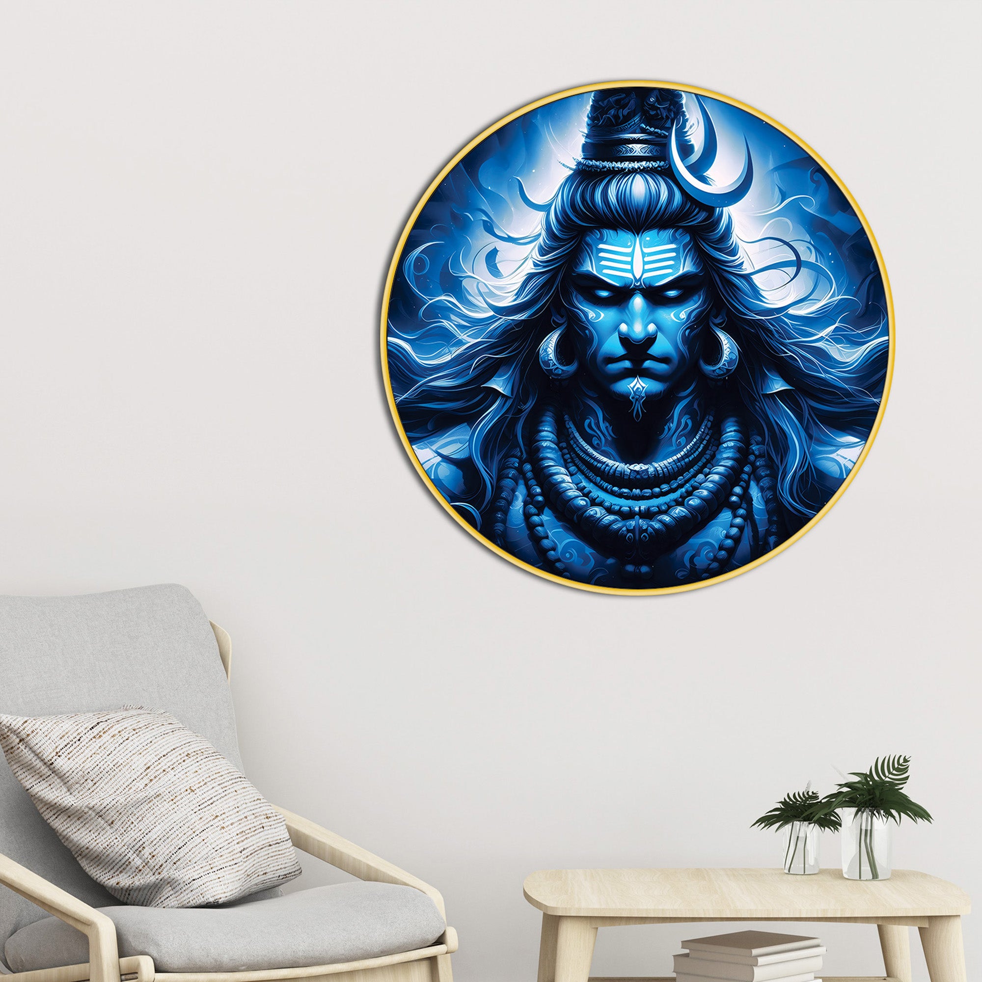 Mahadev Round Wall Hanging Devotional Home Decorative painting