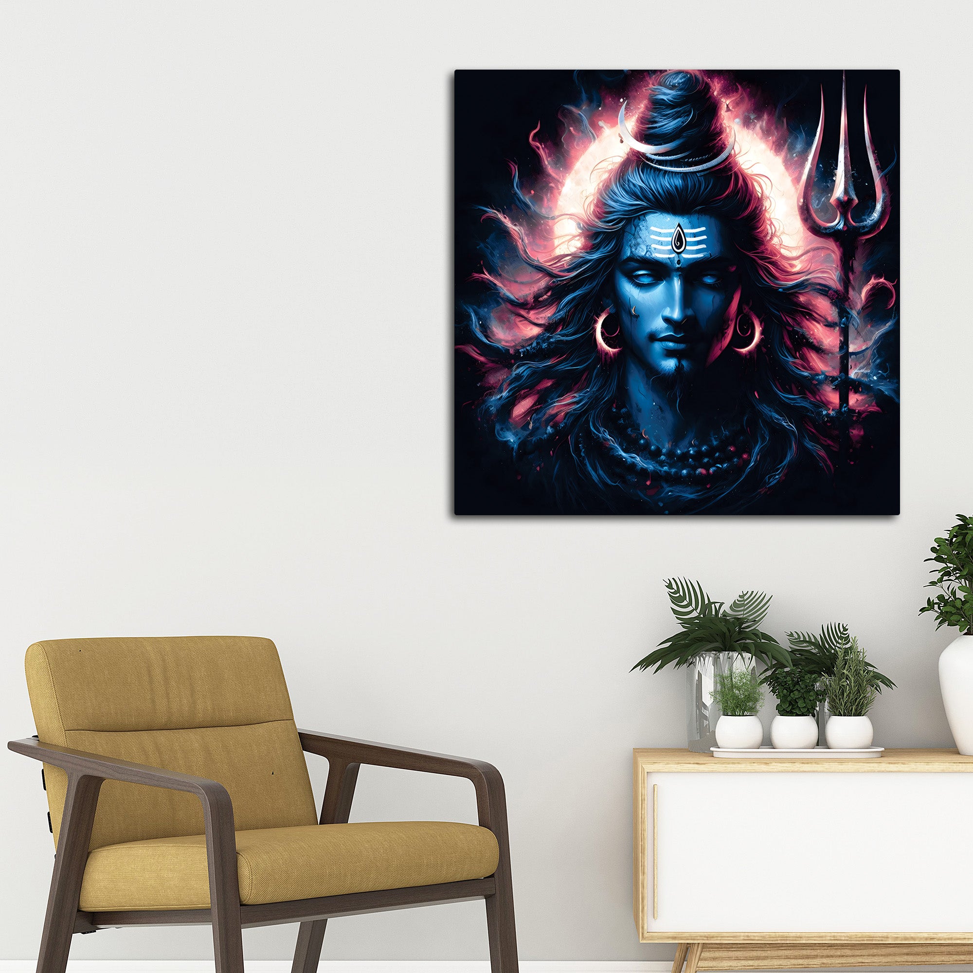 Mahadev Wall Frame Painting Shiva Trishul Art for Home Decor