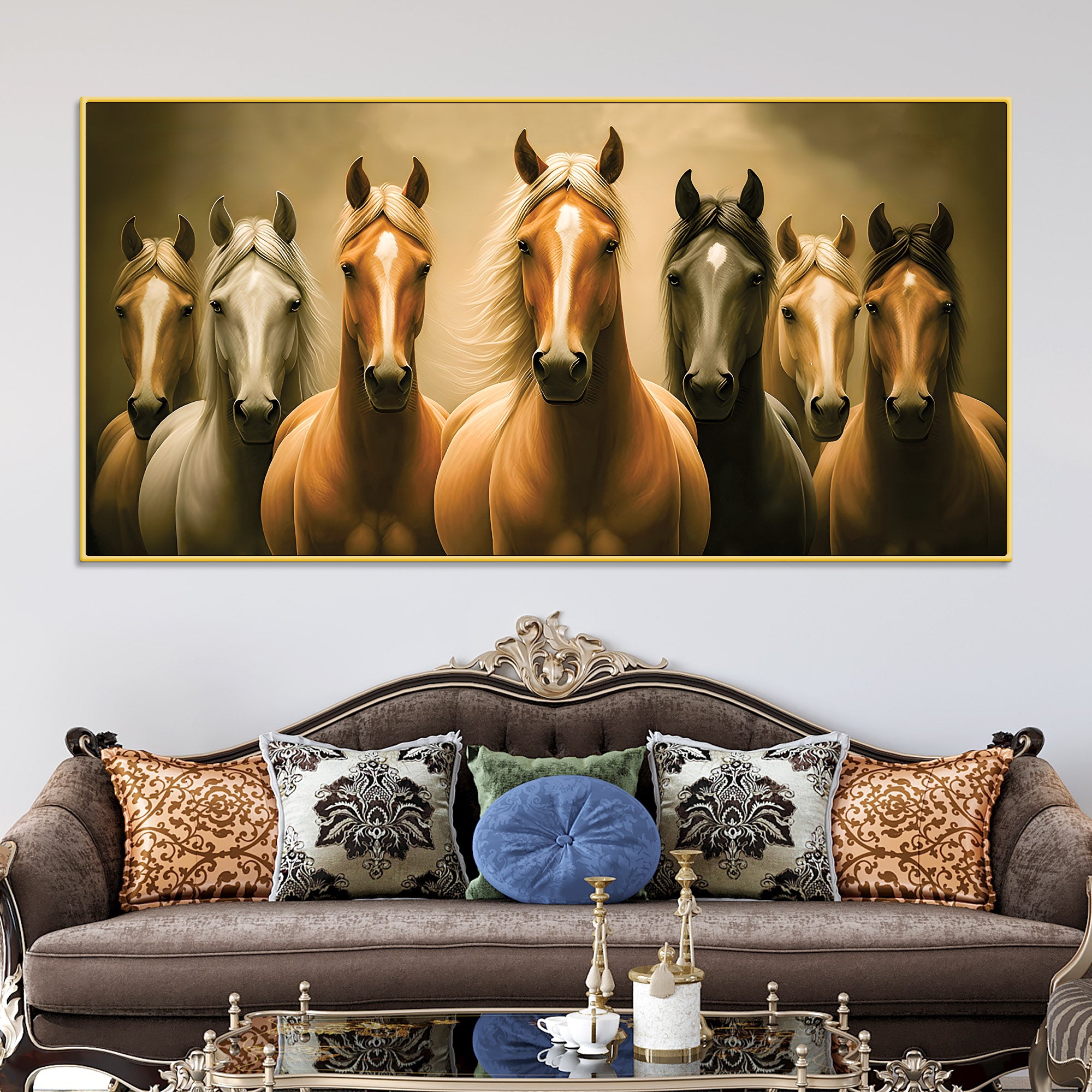 Majestic Horse Herd Standing Premium Wall Painting