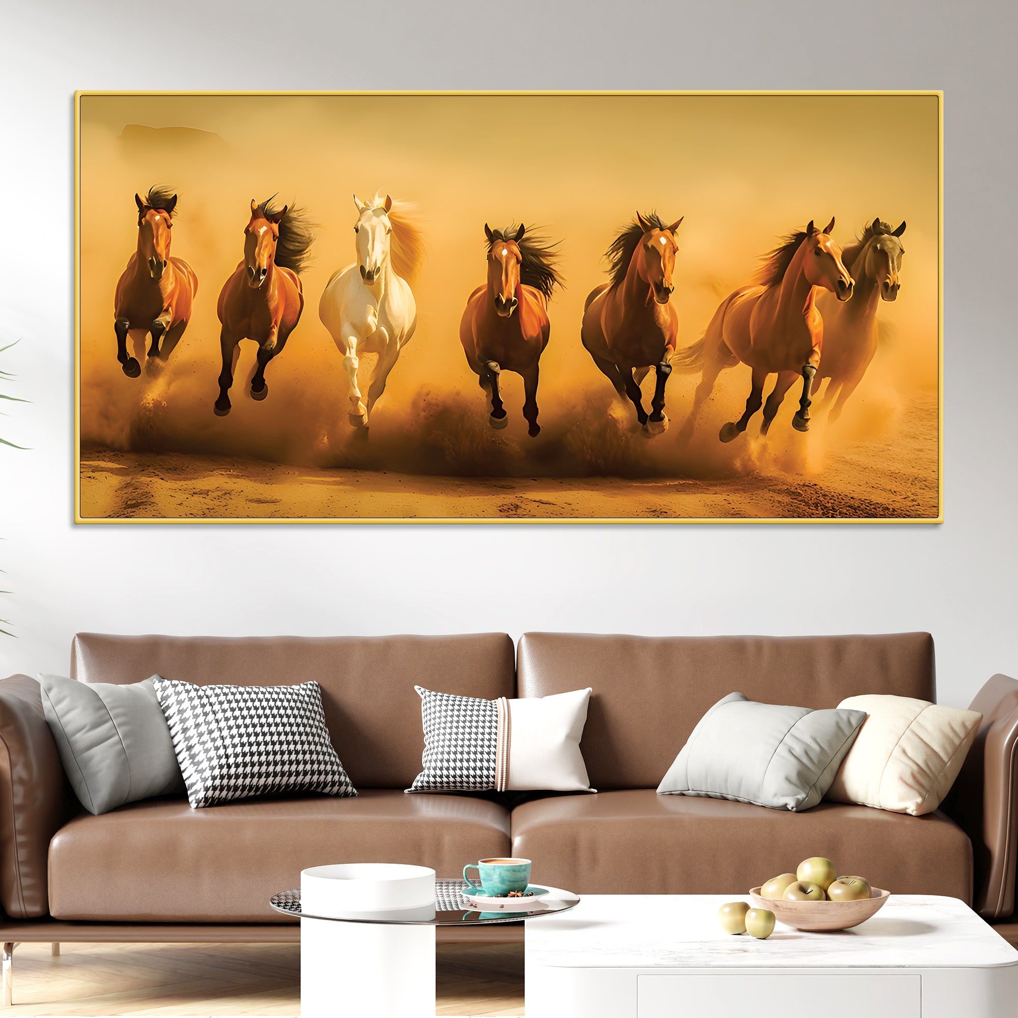 Majestic Seven Horses Galloping Premium Wall Painting