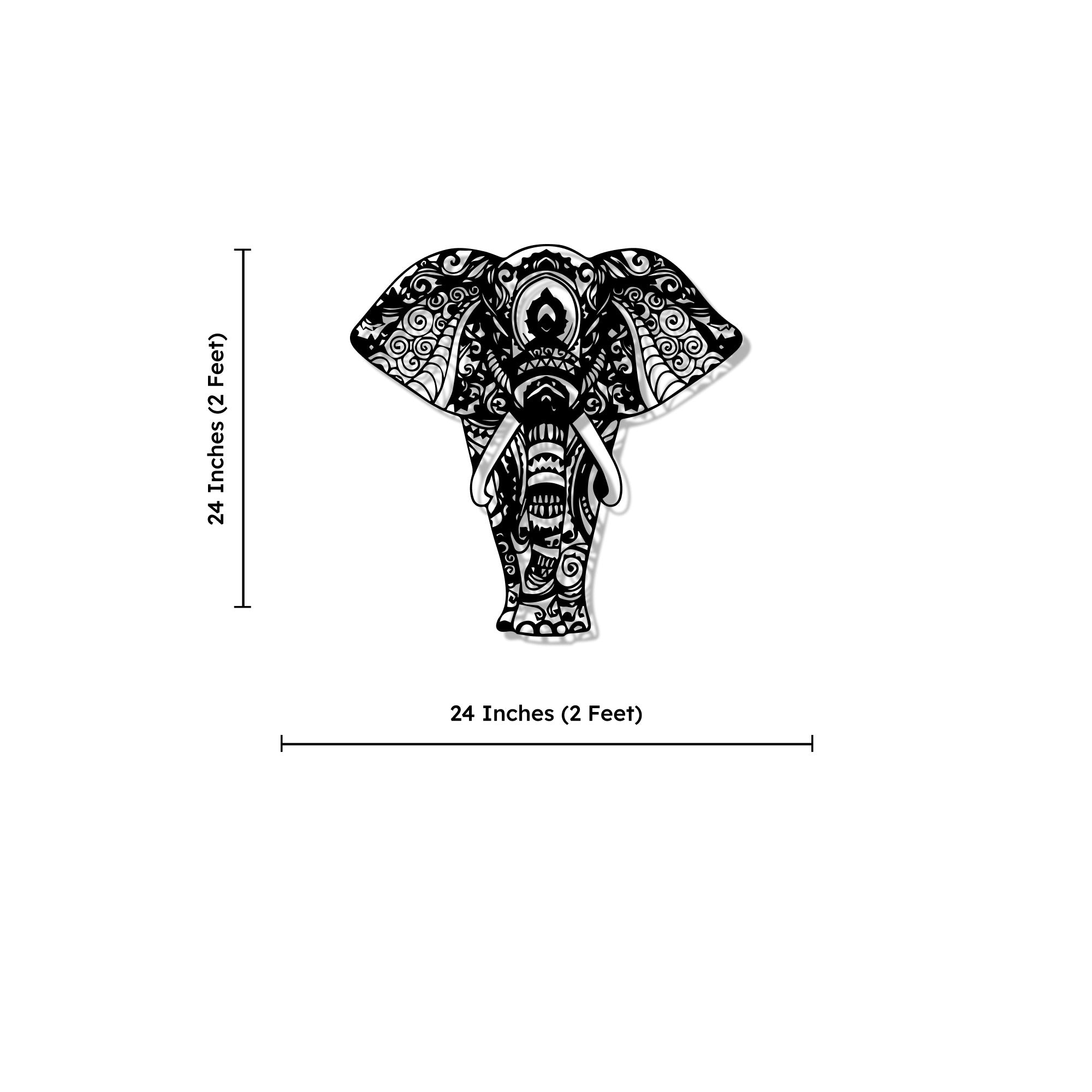 Mandala Pattern Elephant Design Metal Art Wall Decor