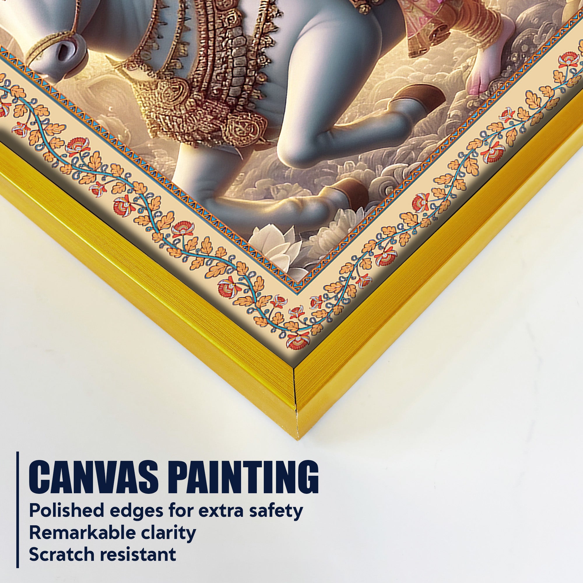 Mata Shailputri Floral Border Vertical Canvas Wall Painting