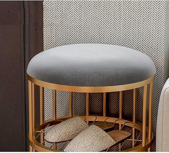 Metal Frame Shoe Bench Rack with Gray Padded Seat