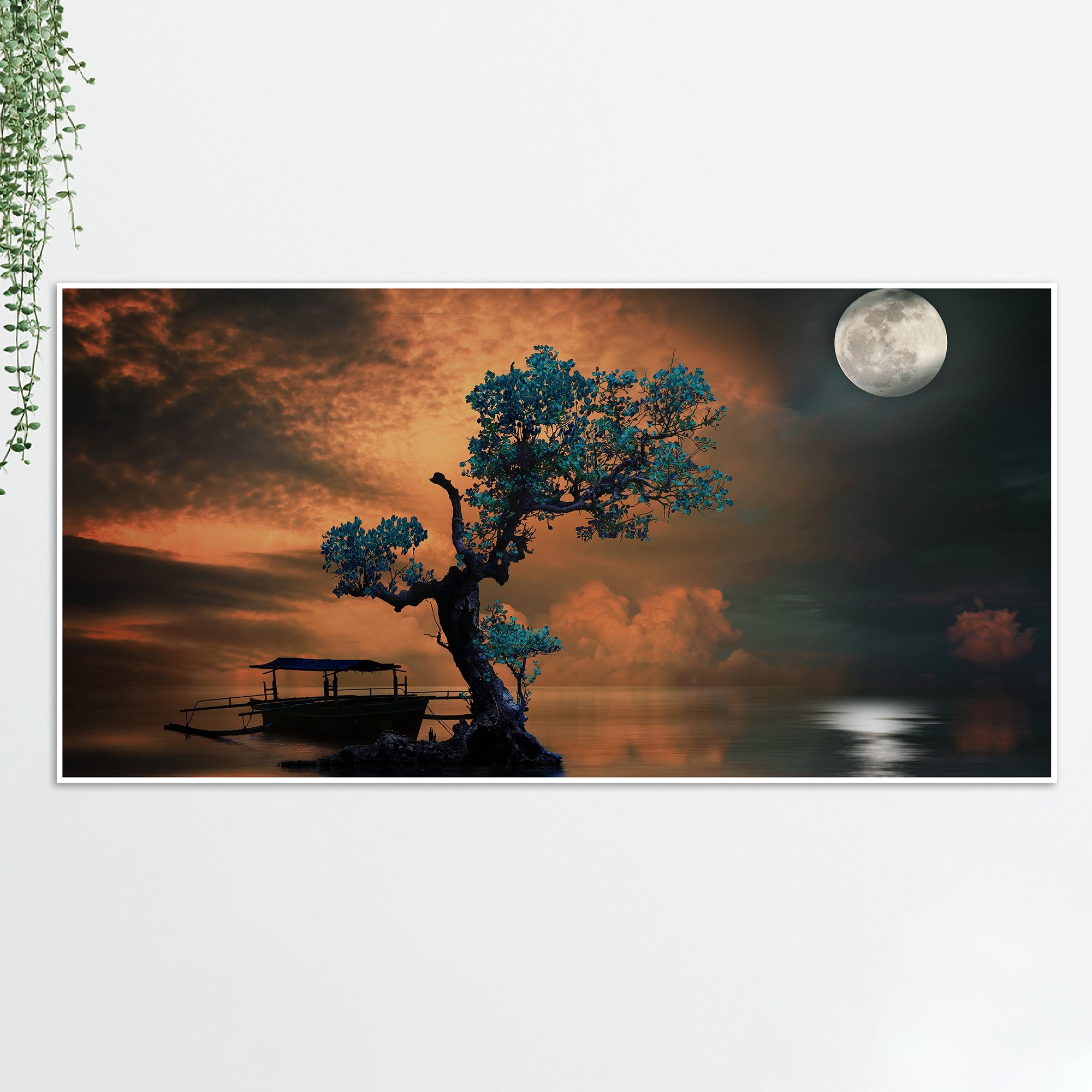Mid Moon Light Floating Frame Wall Painting
