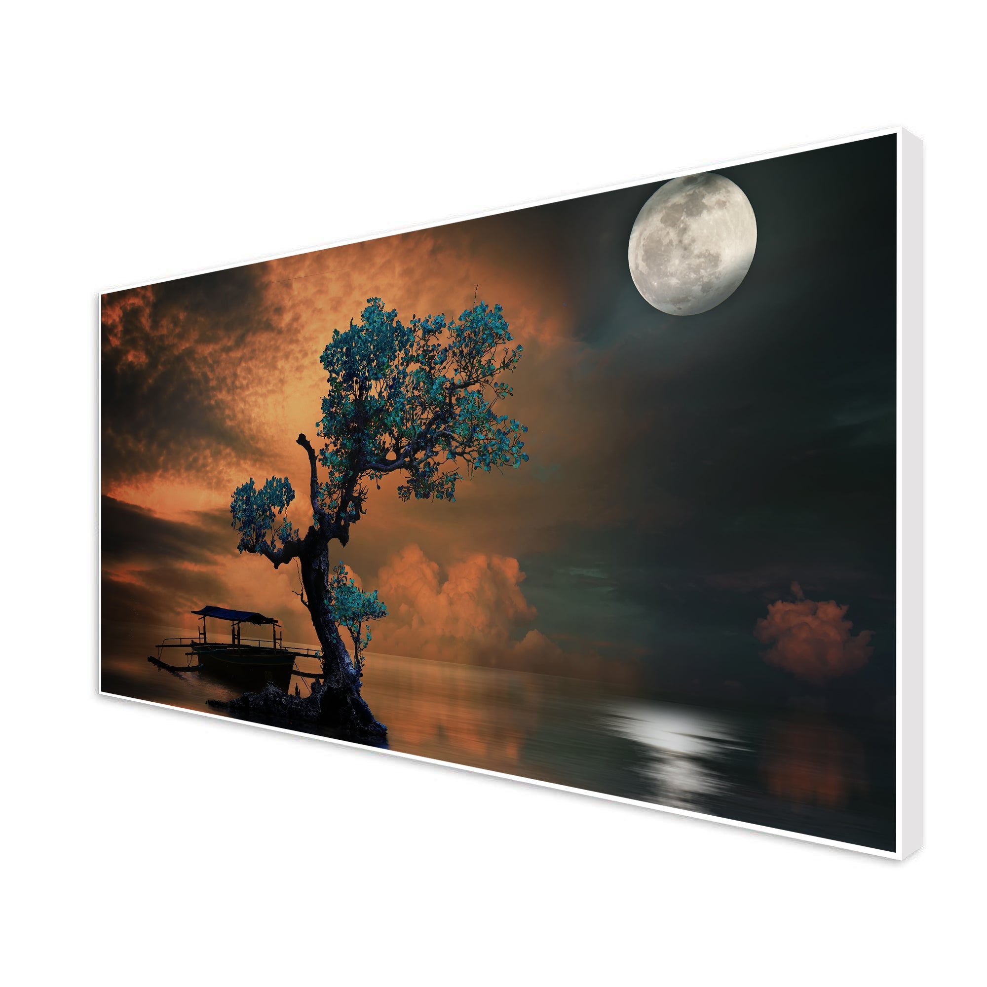 Mid Moon Light Floating Frame Wall Painting