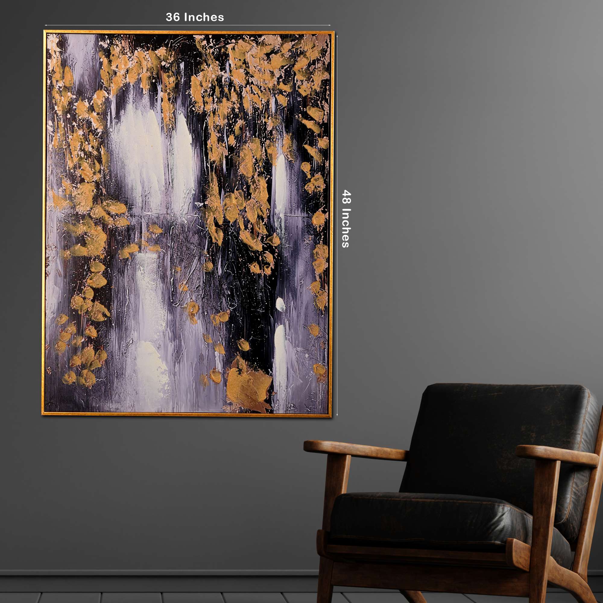 Midnight Mirage Abstract Hand Painted Wall Painting with Floating Frame
