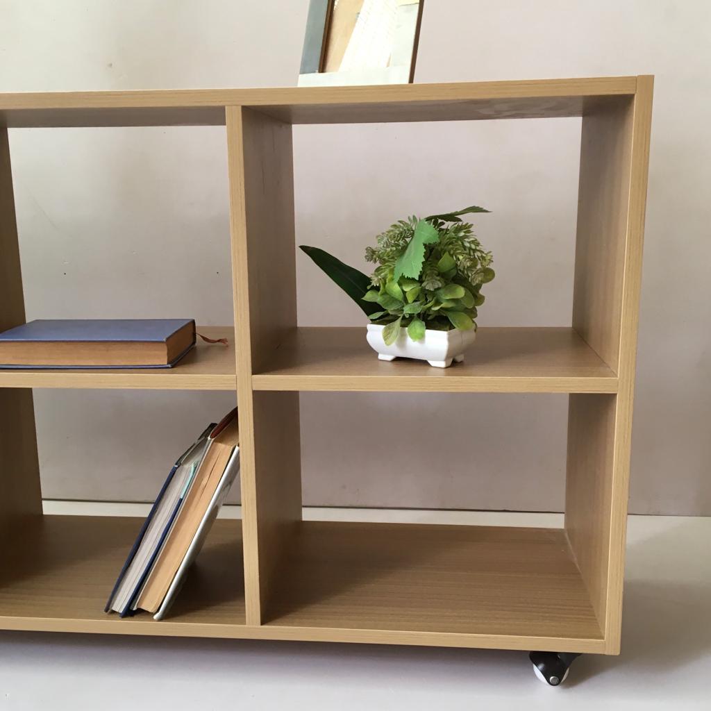 Minimal Wooden Console Table with Open Shelves