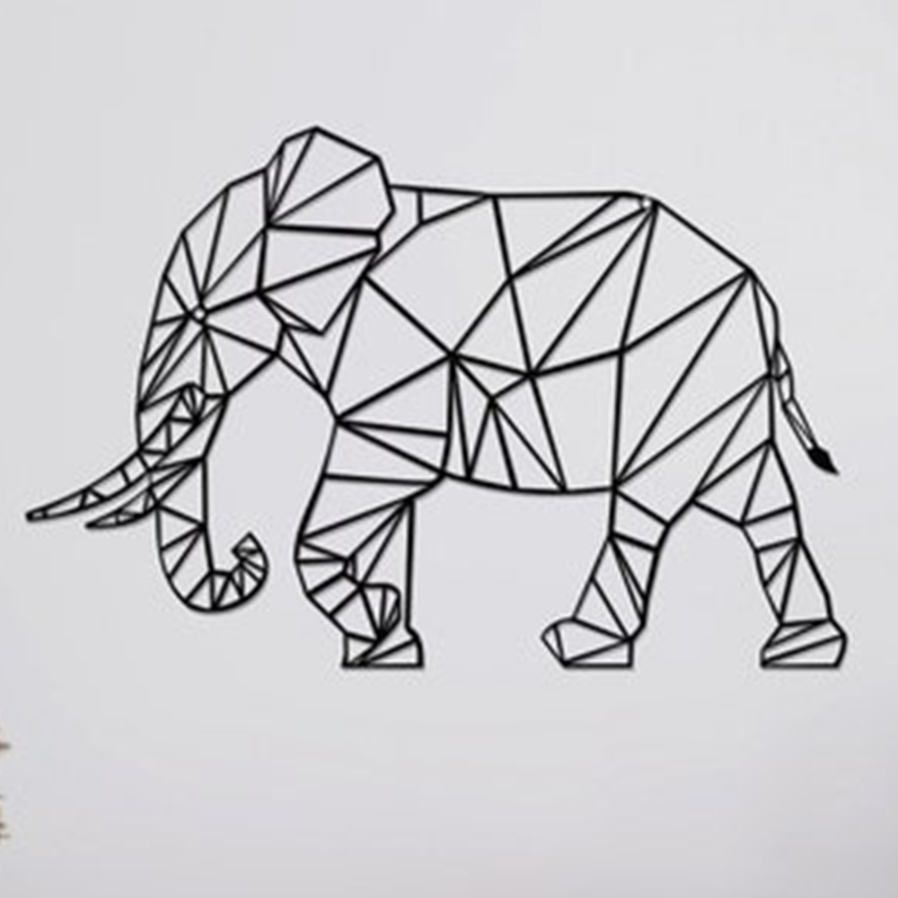 Minimalist Abstract Elephant Design Metal Art Decor