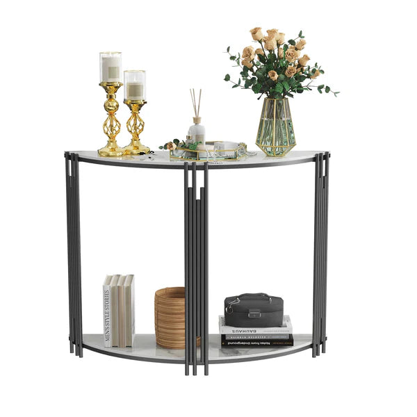Minimalist Arc Console Table with Dual Shelf Design