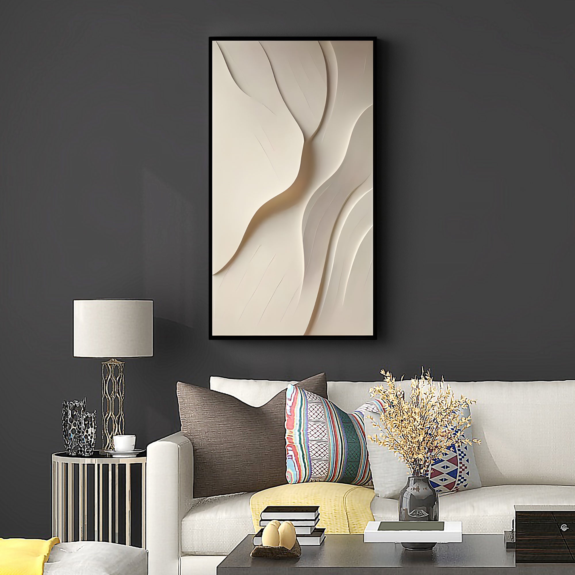 Minimalist Beige Flowing Texture 3D Wall Art Home Decor
