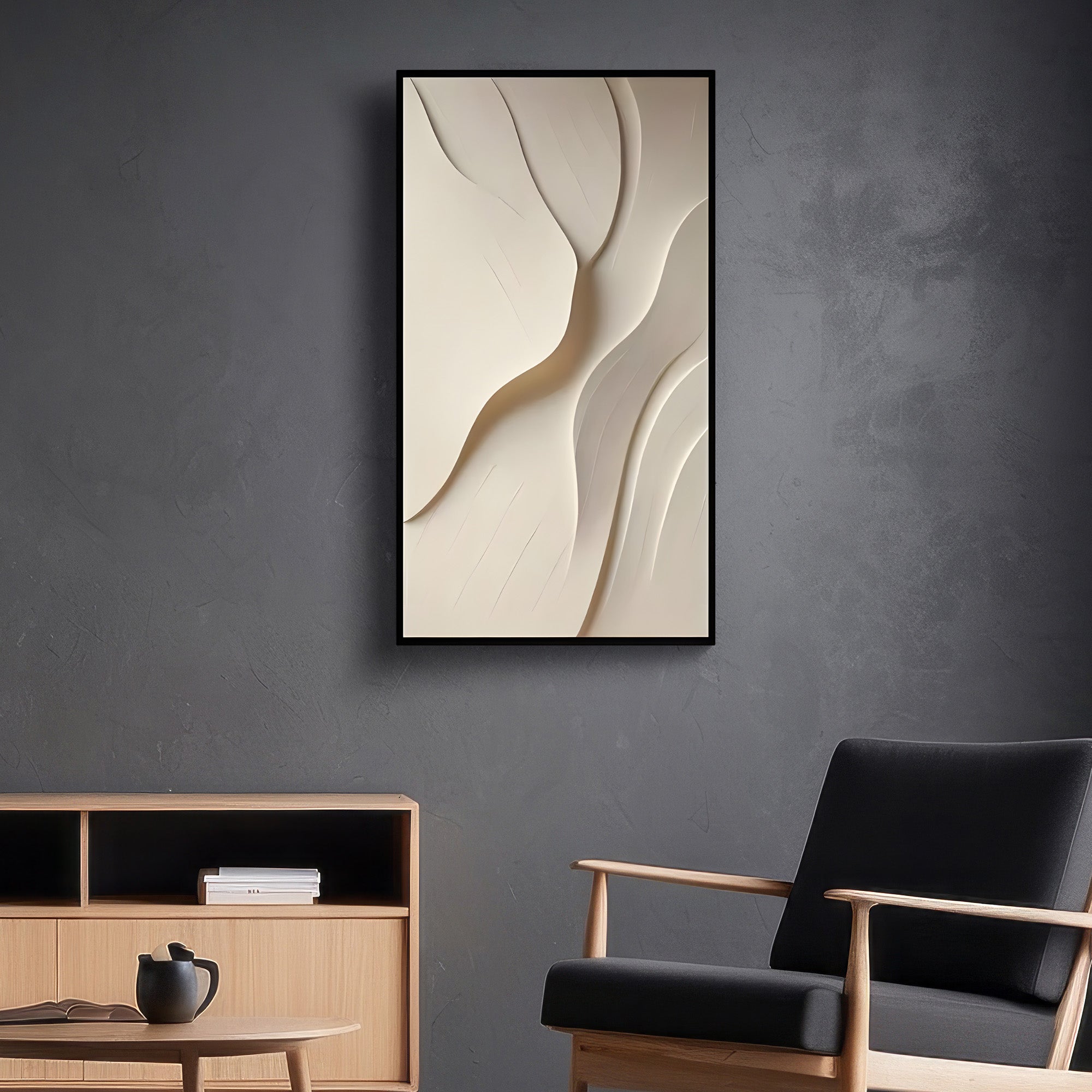 Minimalist Beige Flowing Texture 3D Wall Art Home Decor