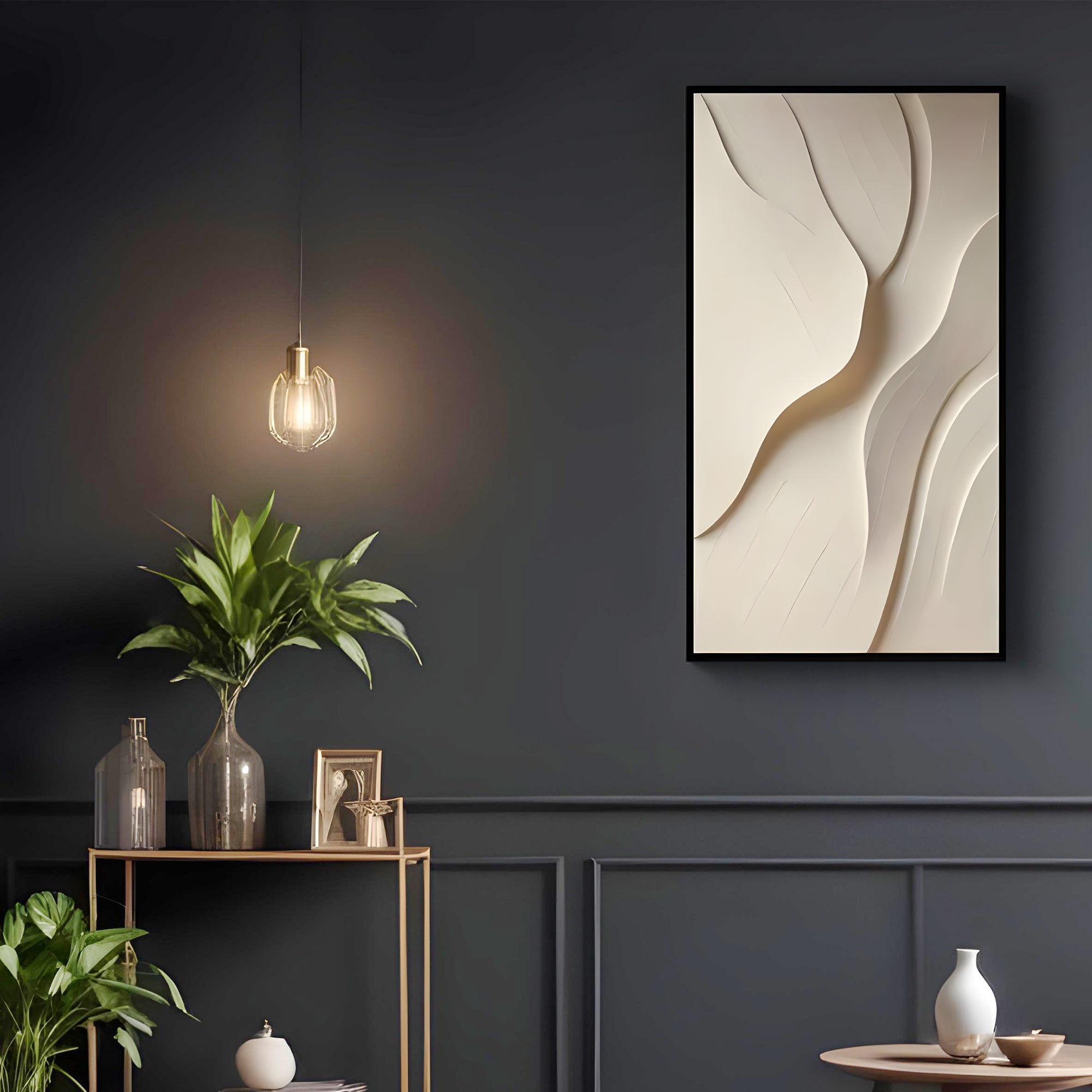 Minimalist Beige Flowing Texture 3D Wall Art Home Decor