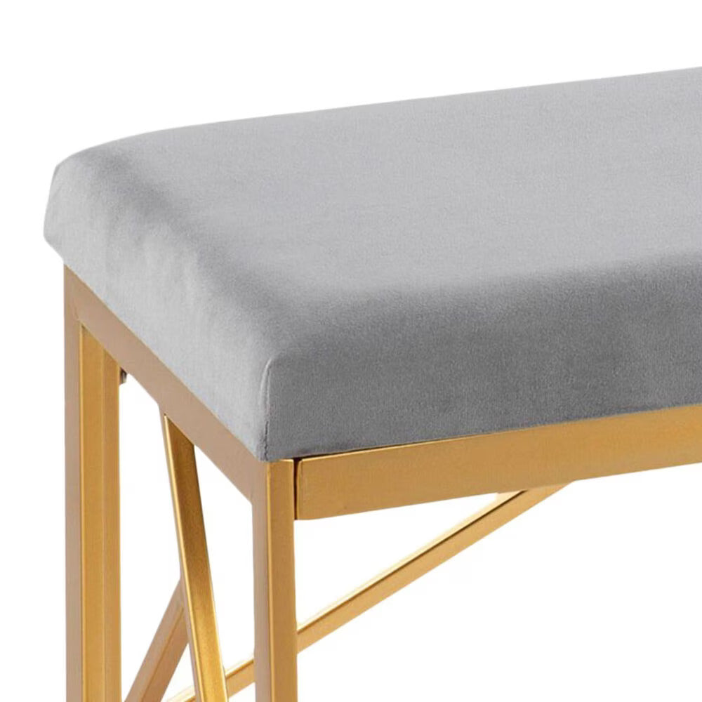 Minimalist Velvet Seating Bench with Designer Metal Legs