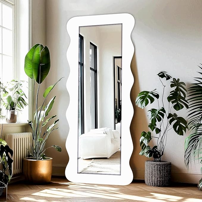 Modern Art Style Full Length Mirror with Designer Wavy Edges for Home & Studio – Floor Mirror for Bedroom & Dressing Area