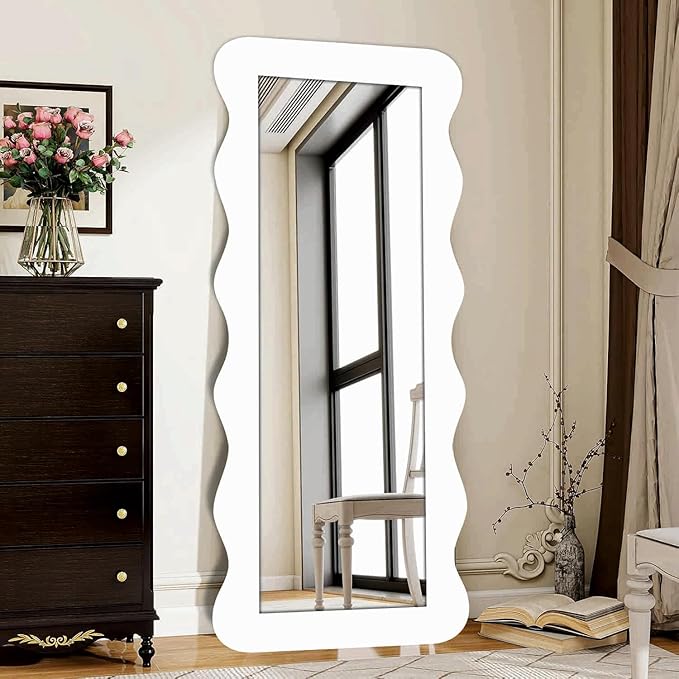 Modern Art Style Full Length Mirror with Designer Wavy Edges for Home & Studio – Floor Mirror for Bedroom & Dressing Area