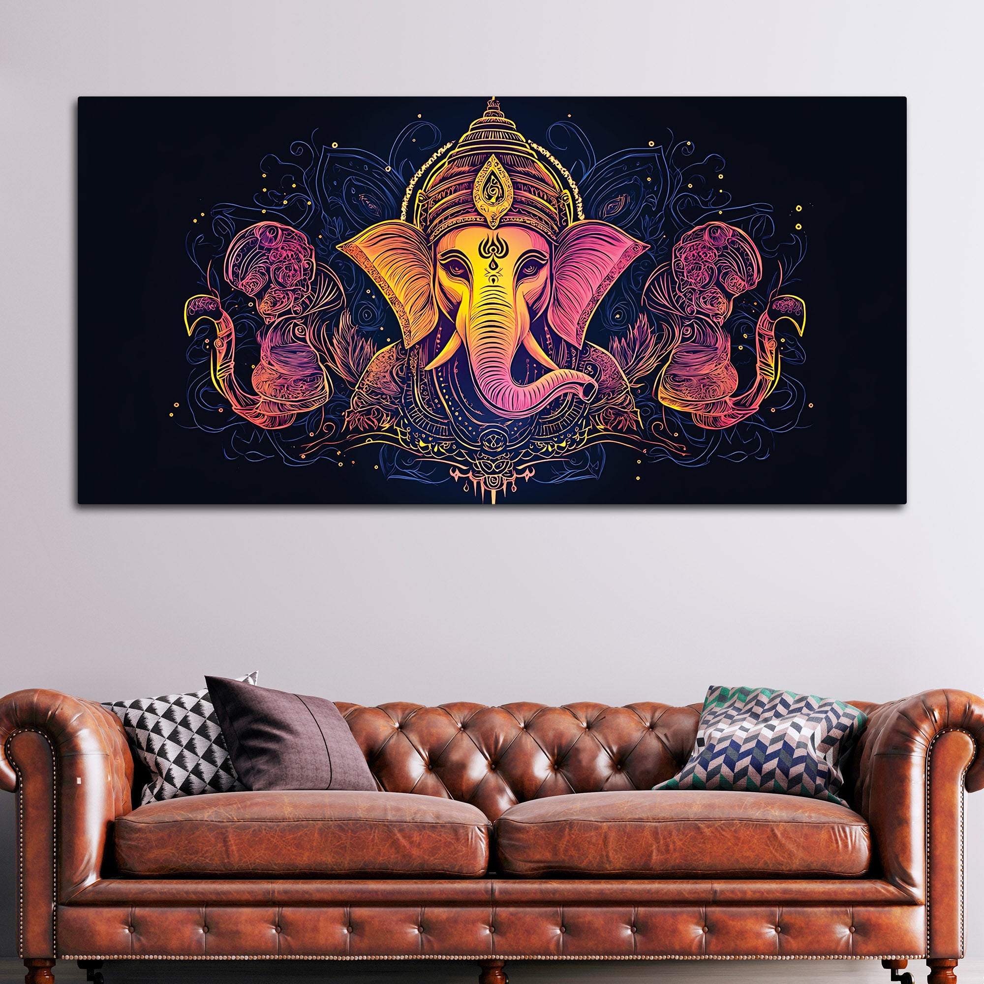 Modern Artistic Lord Shri Ganesha Creative Canvas Wall Painting for Home & Office Decor – Modern Devotional Wall Art