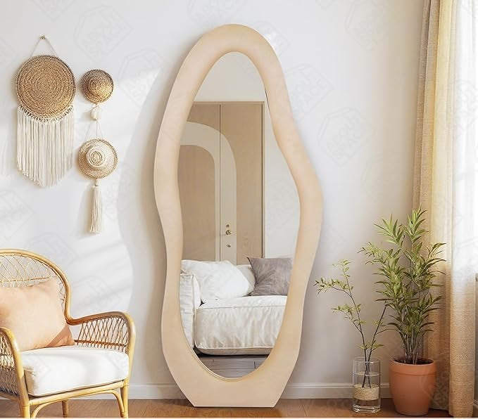 Premium Artistic Modern Asymmetrical Full Length Standing Mirror for Home & Studio – Luxury Standing Mirror