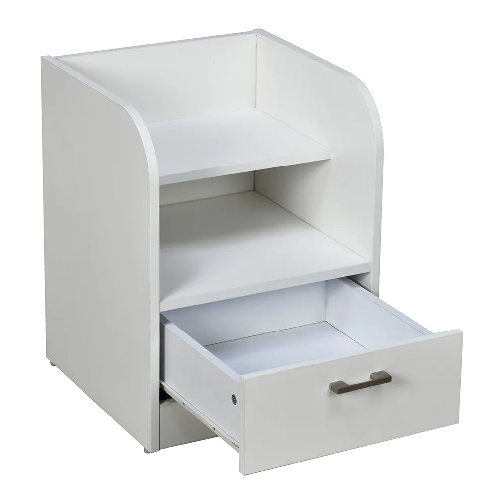 Modern Bedside Table with Drawer & Open Shelf
