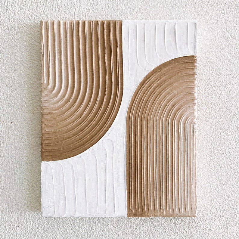 Modern Beige and White Abstract Design 3D Wall Art Home Decor