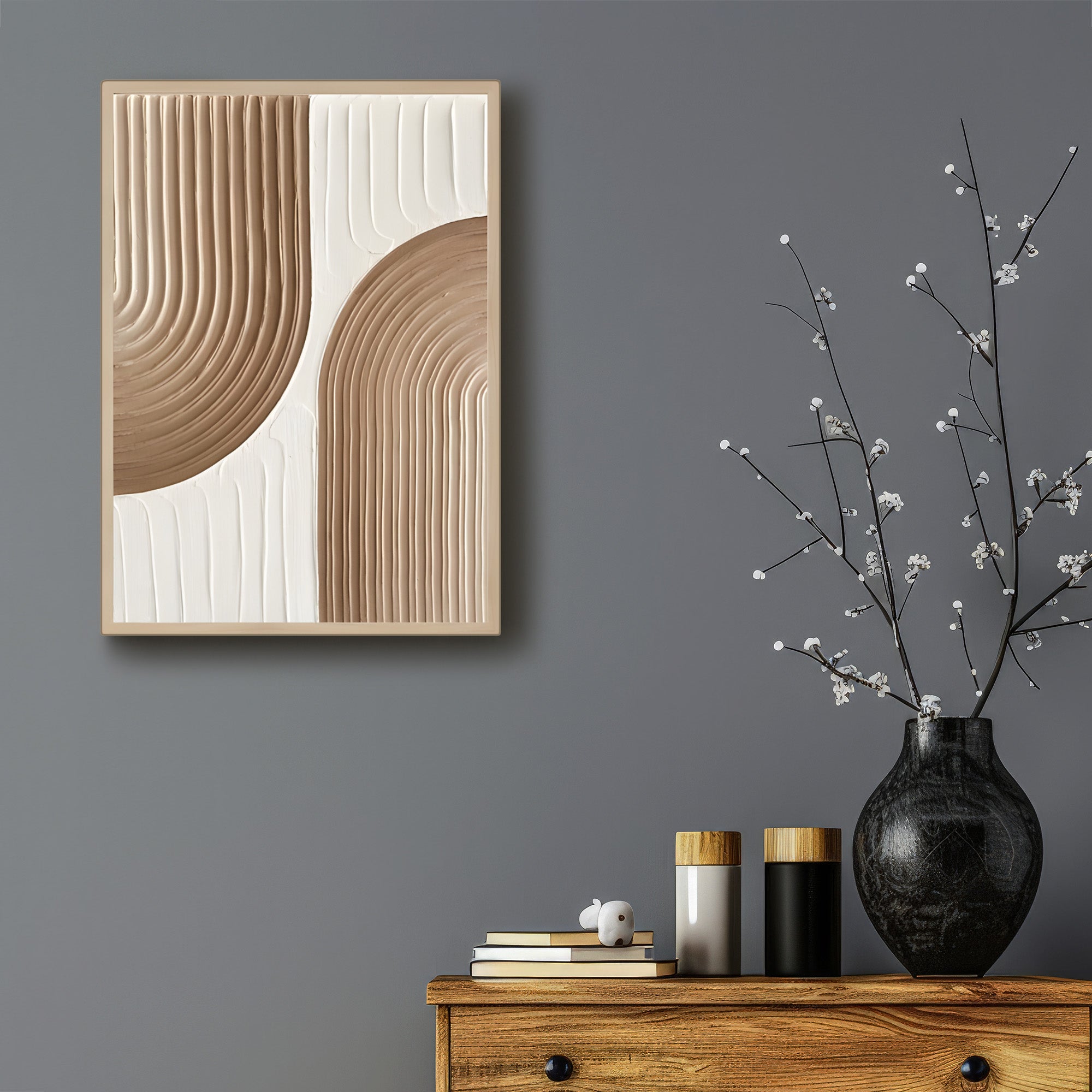 Modern Beige and White Abstract Design 3D Wall Art Home Decor