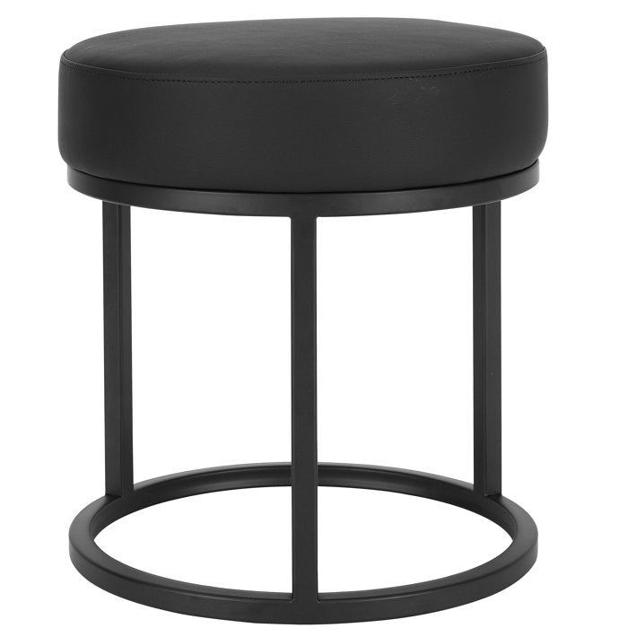 Modern Black Steel Vanity Stool with Cushioned Seat