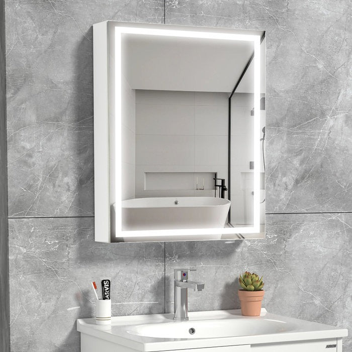 Modern Bright Backlit Frameless Bathroom Mirror Cabinet