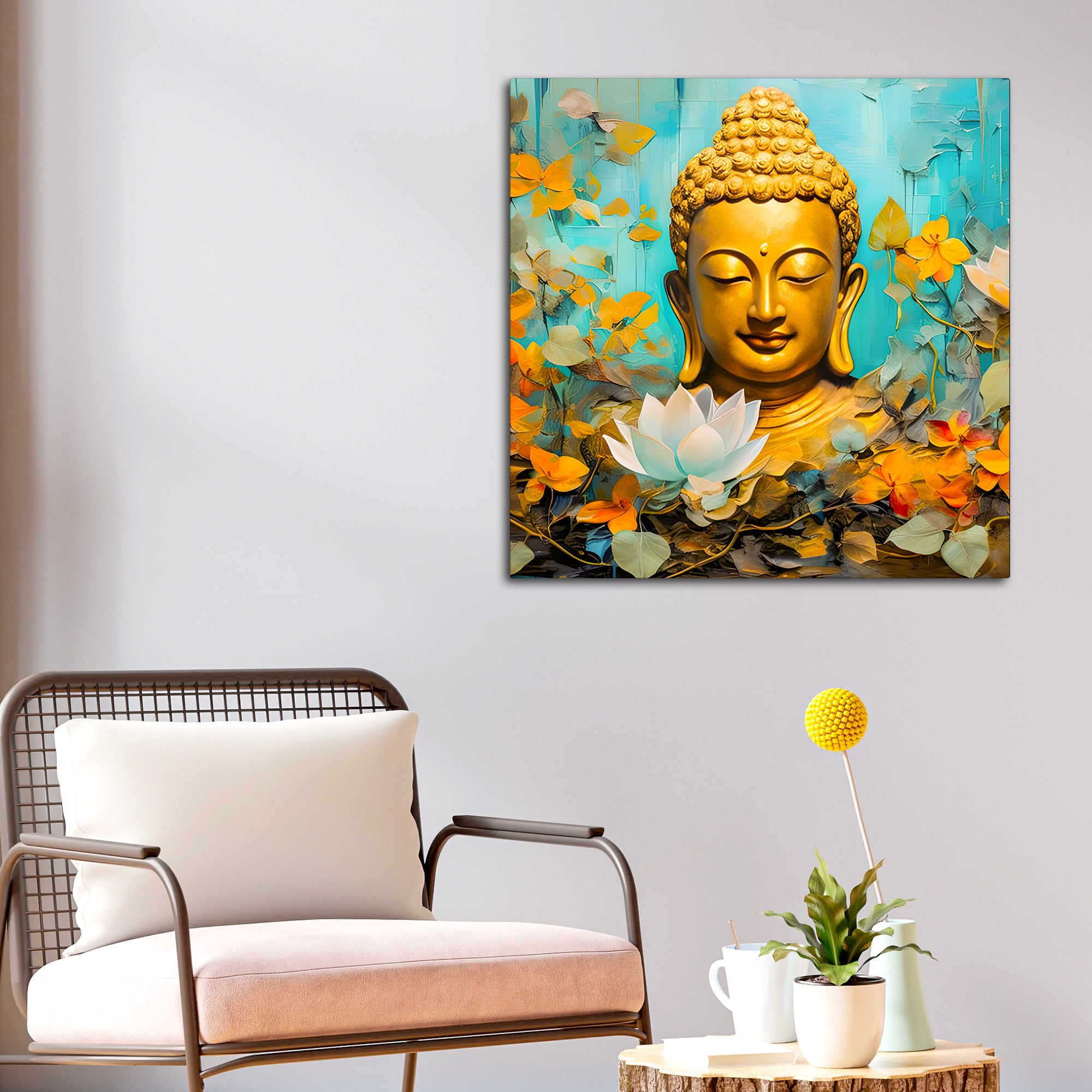 Modern Buddha Canvas Painting for Home & Office Spiritual Décor