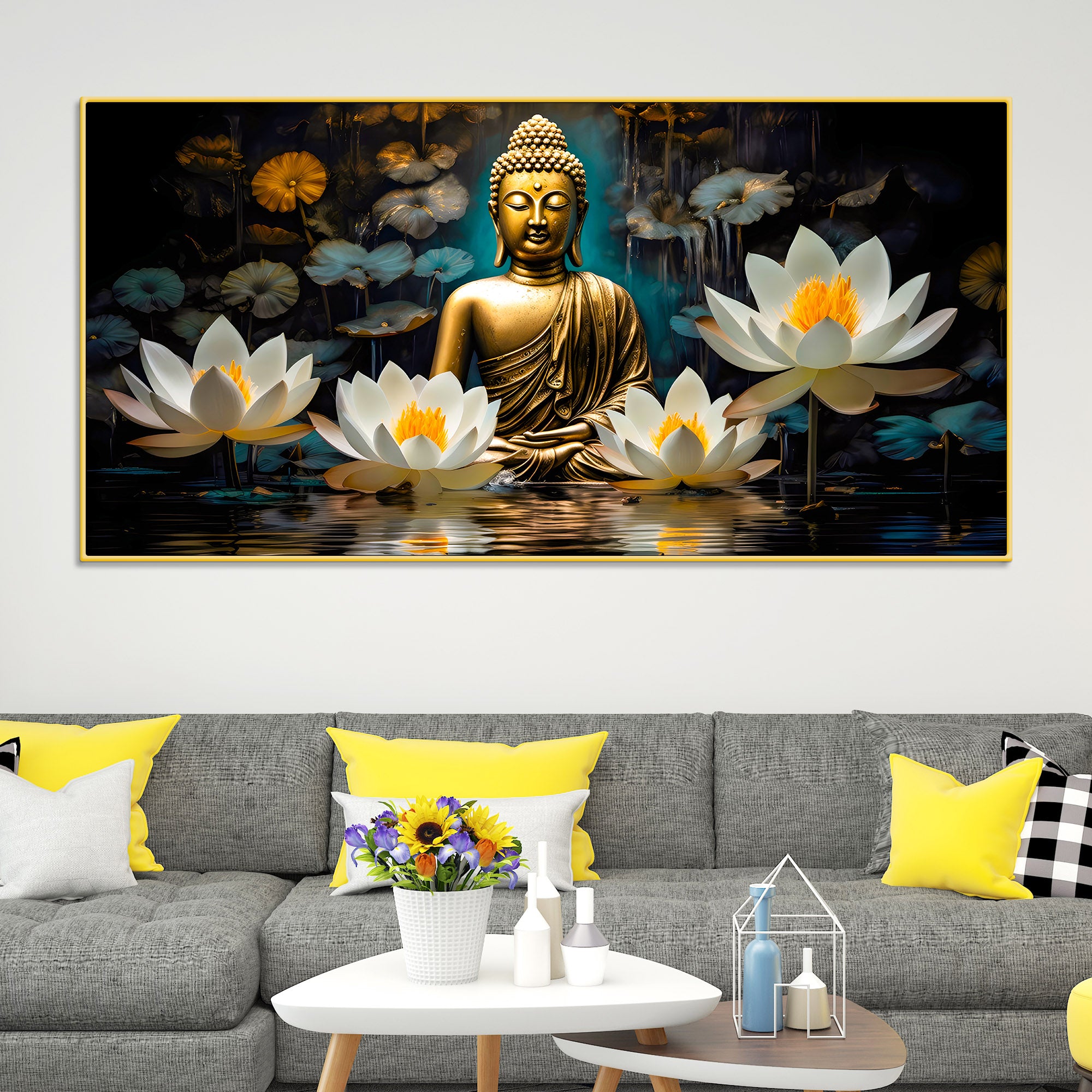 Modern Buddha Canvas Wall Painting for Home & Living Room
