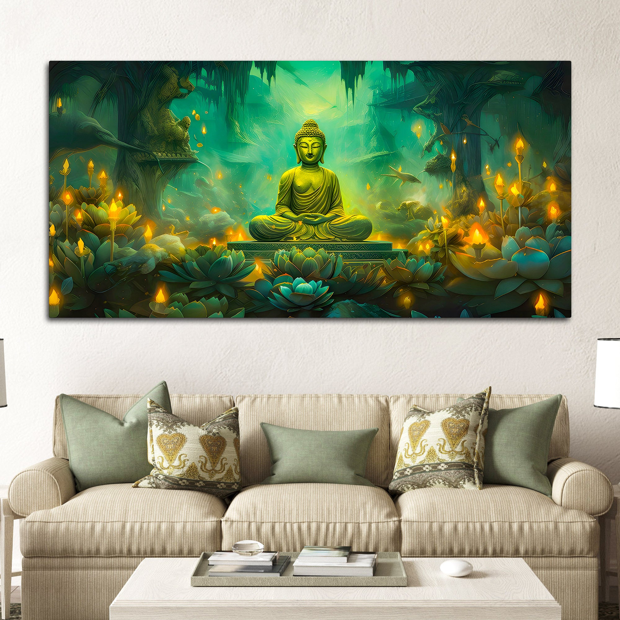 Modern Buddha Canvas Wall Painting for Living Room Decor