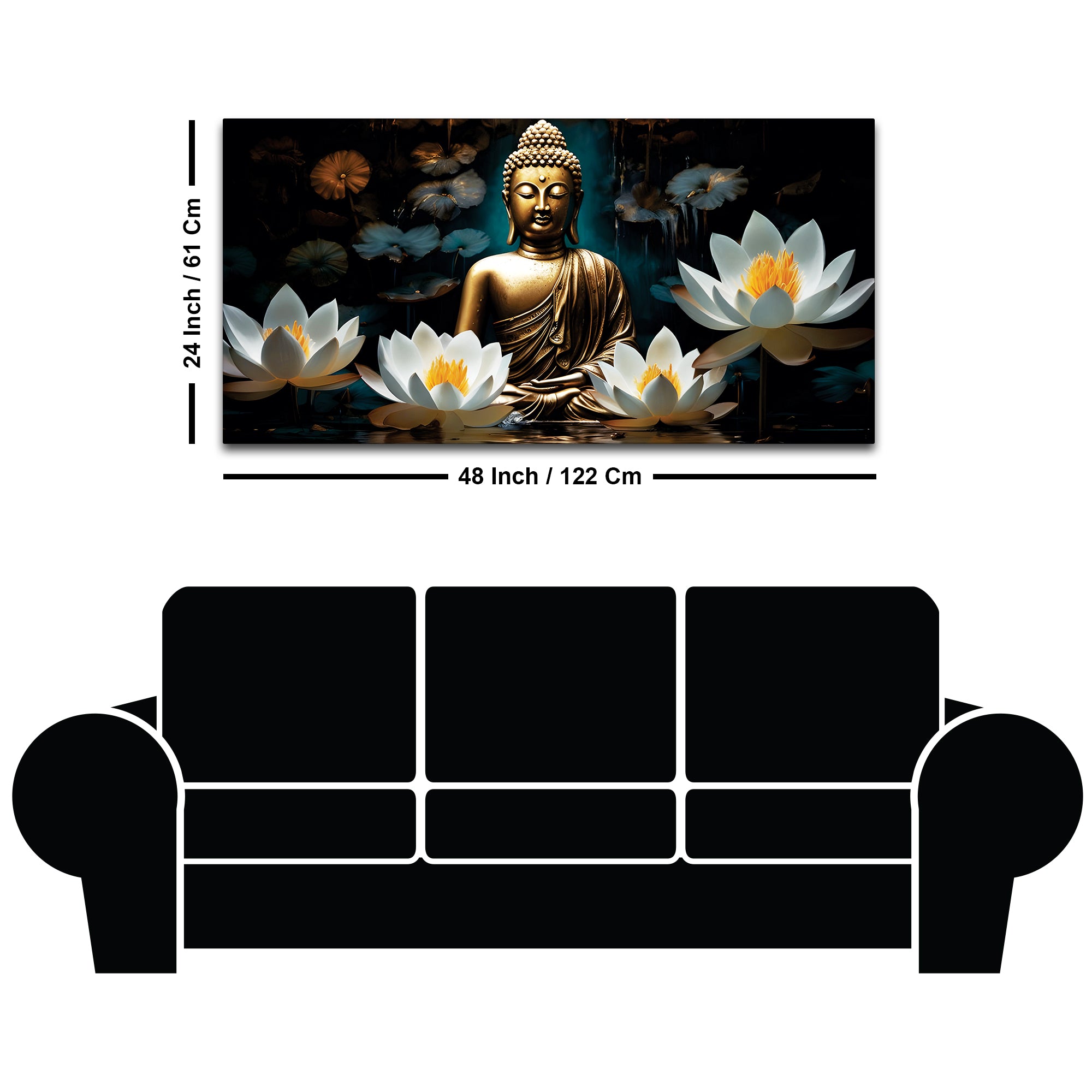 Modern Buddha Wall Painting with Lotus – Premium Home Decor