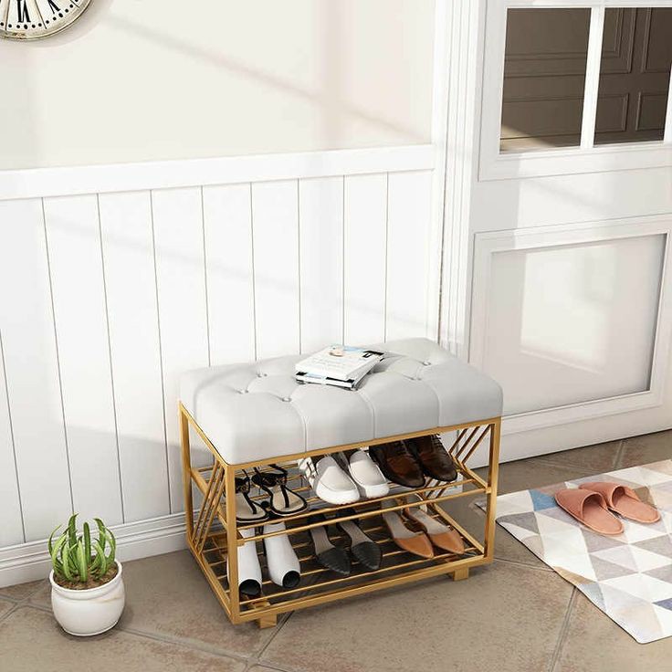Modern Cabinet Iron Shoe Stool Bench Rack