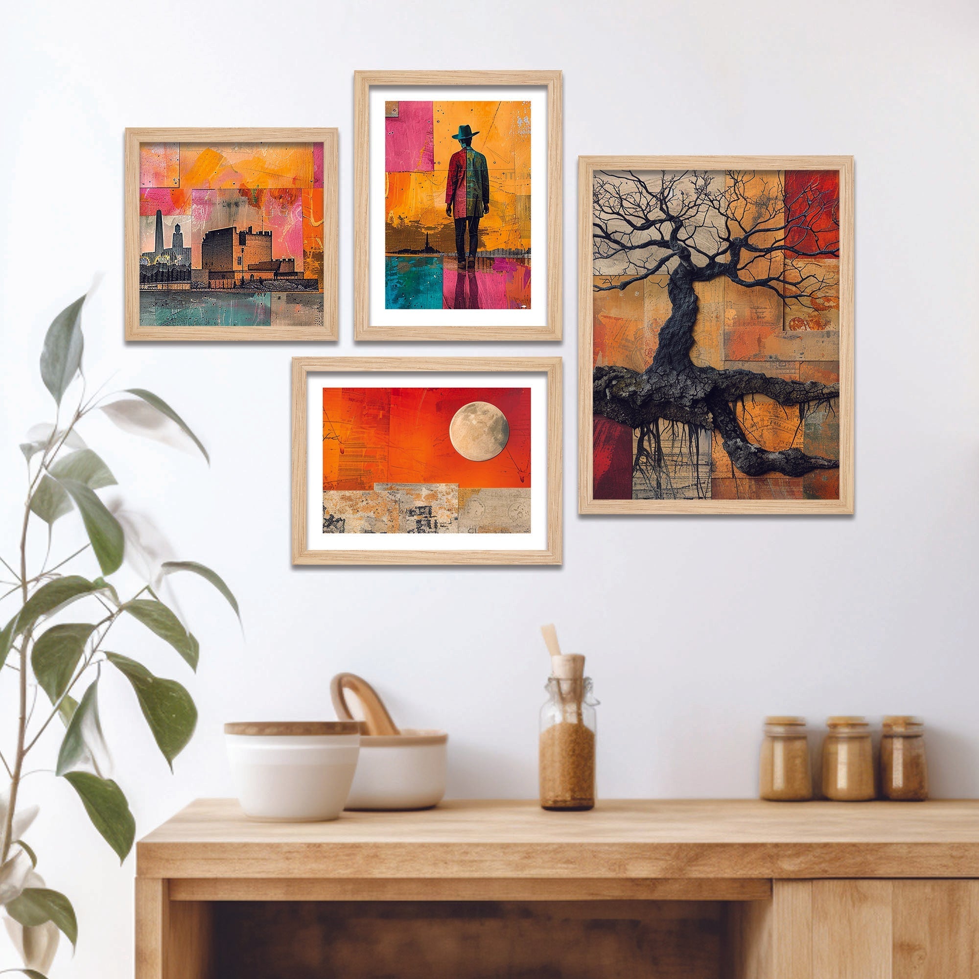 Modern Colorful Artistic Art Wall Frame Set of Four