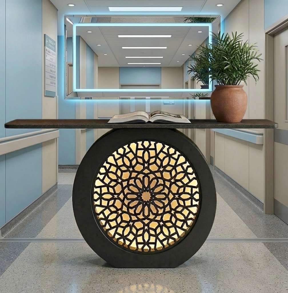 Modern Decorative Console Table with LED Back Panel