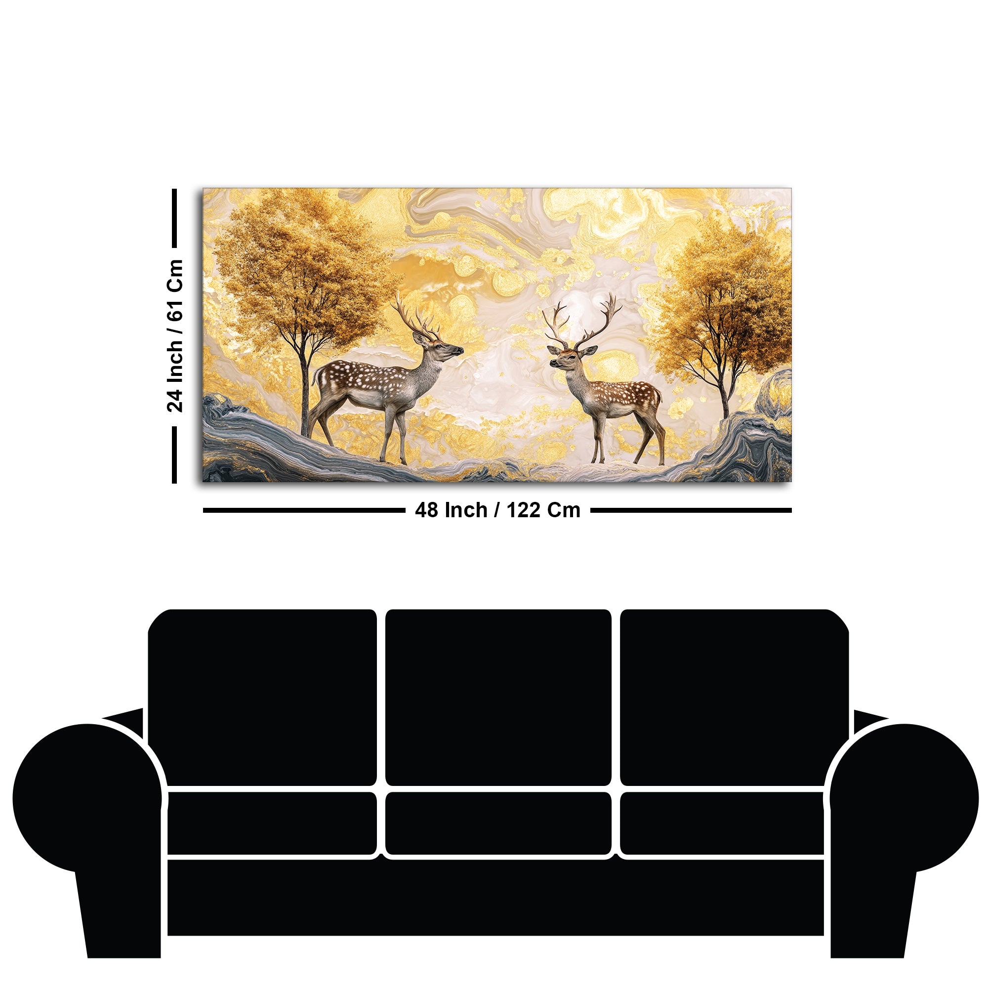 Modern Deer Nature Scenery Art Canvas Wall Painting