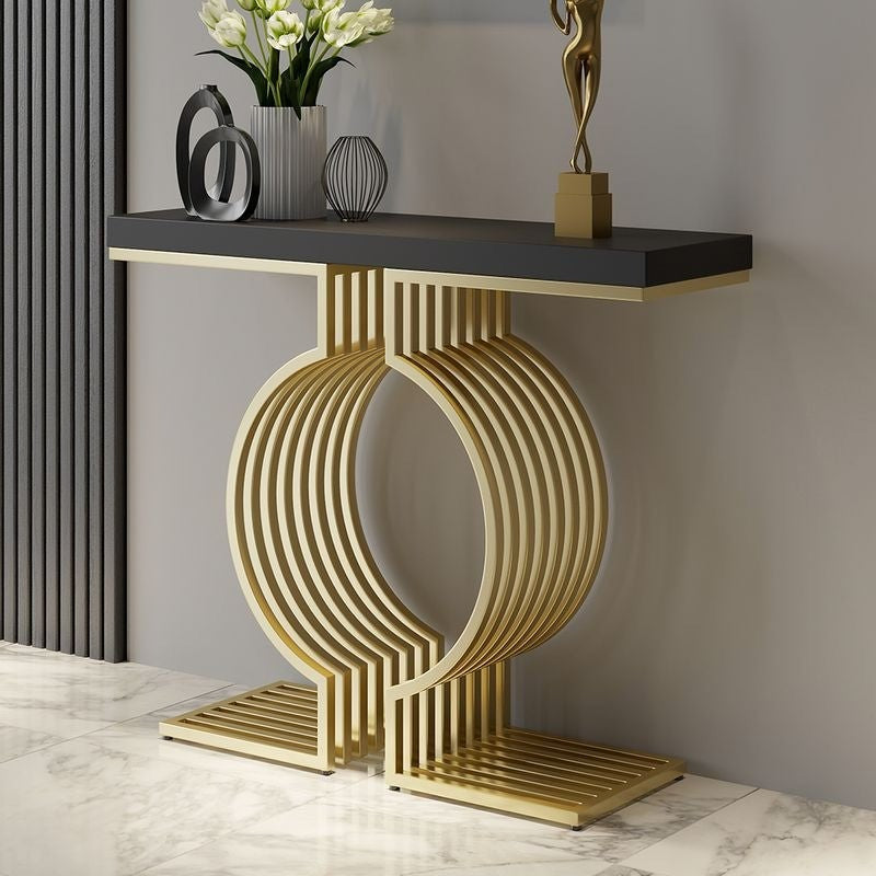 Modern Designer Console Table with Twin Golden Rings